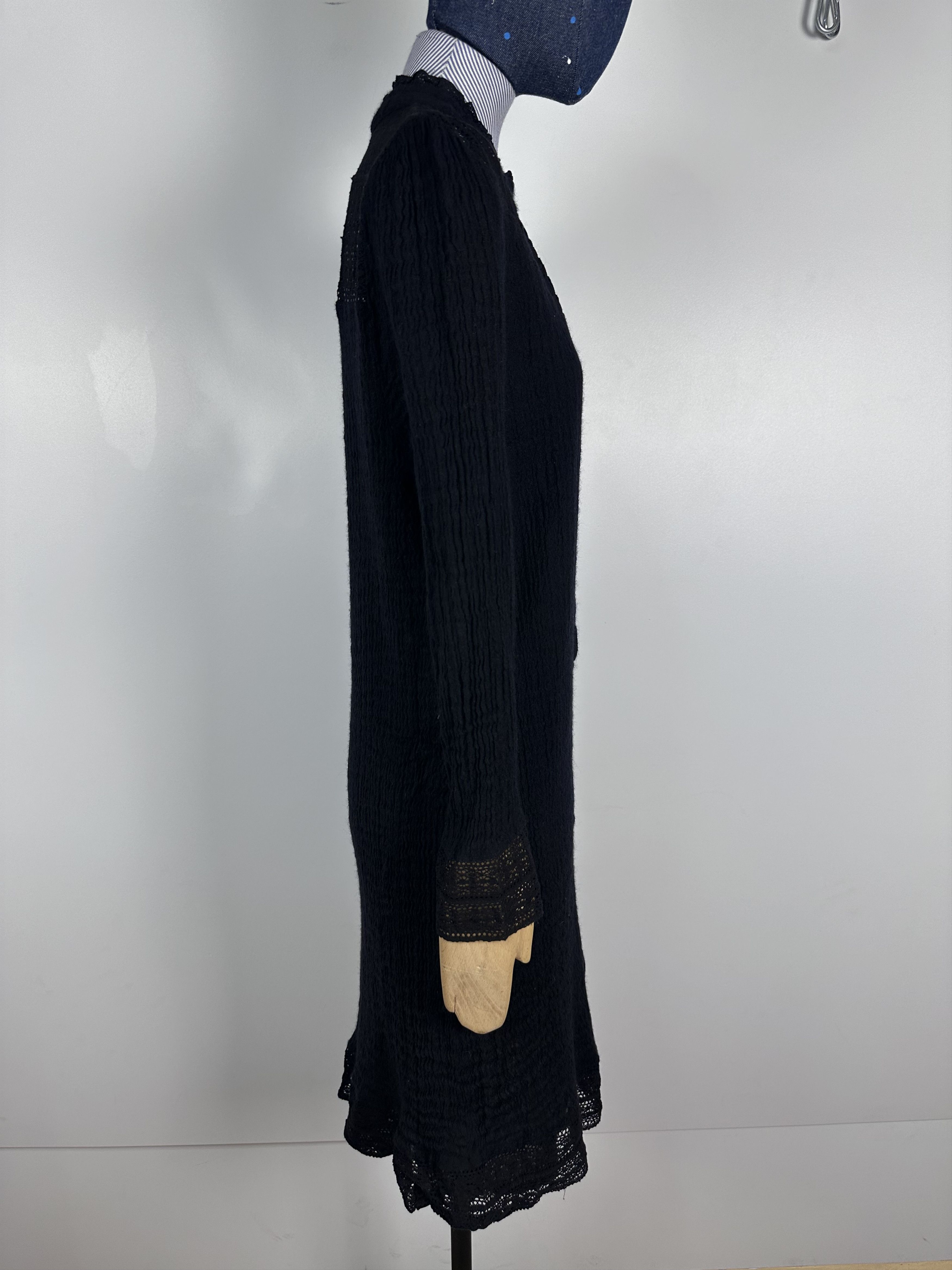 Designer Javier Simorra Lace Dress Long Black Wool Womens Size US12 Size XL / US 12-14 / IT 48-50 - 6 Thumbnail
