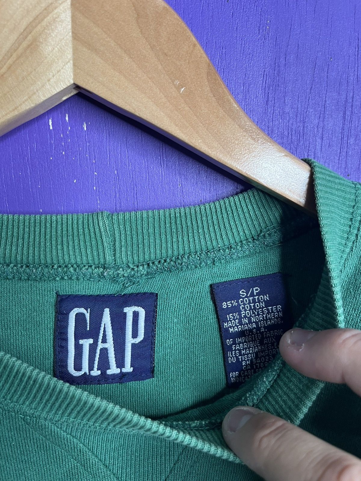 Gap × Vintage Vintage 90s GAP blank green sweatshirt Size US L / EU 52-54 / 3 - 4 Thumbnail