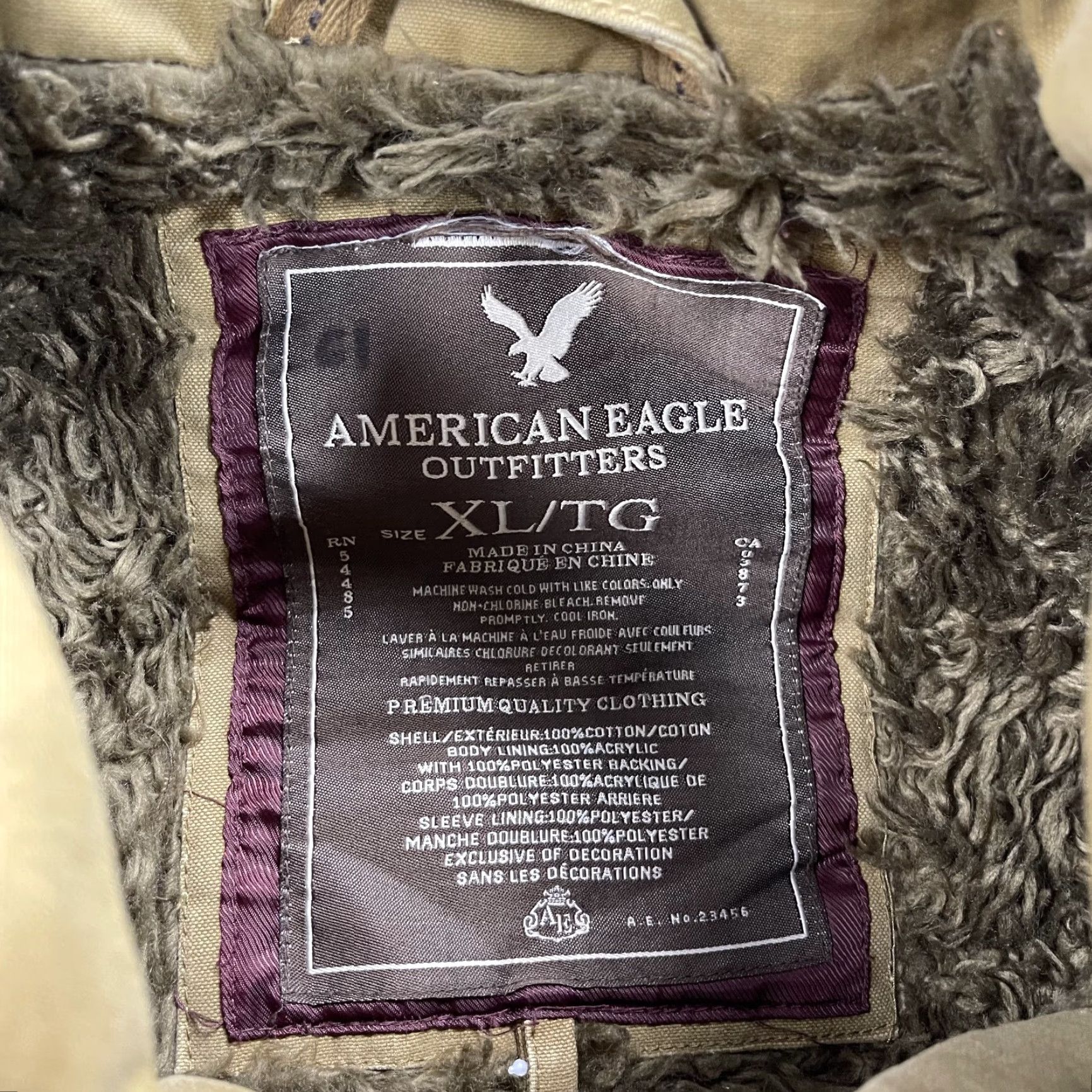 American Eagle Outfitters VINTAGE American Eagle Jacket Mens XL Brown Fur Lined Sherpa Bomber Logo Y2K Size US XL / EU 56 / 4 - 5 Thumbnail