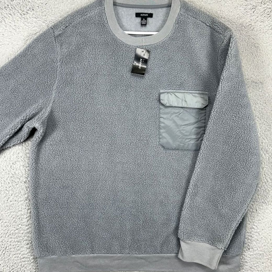 Alfani VINTAGE? No. (But adjust) Alfani Fleece Sweatshirt Mens XL Gray Pullover Crewneck Long Sleeve Pocket NEW Size US XL / EU 56 / 4 - 2 Thumbnail