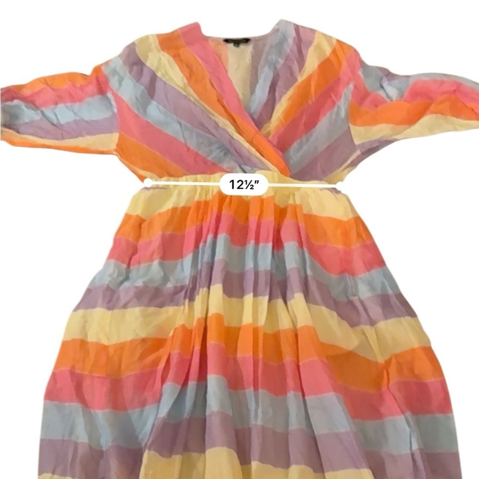 Tara Jarmon Tara Jarmon Rainbow 3/4 Sleeve Midi Dress Sz 38 / US 6 Size XS / US 0-2 / IT 36-38 - 12 Thumbnail