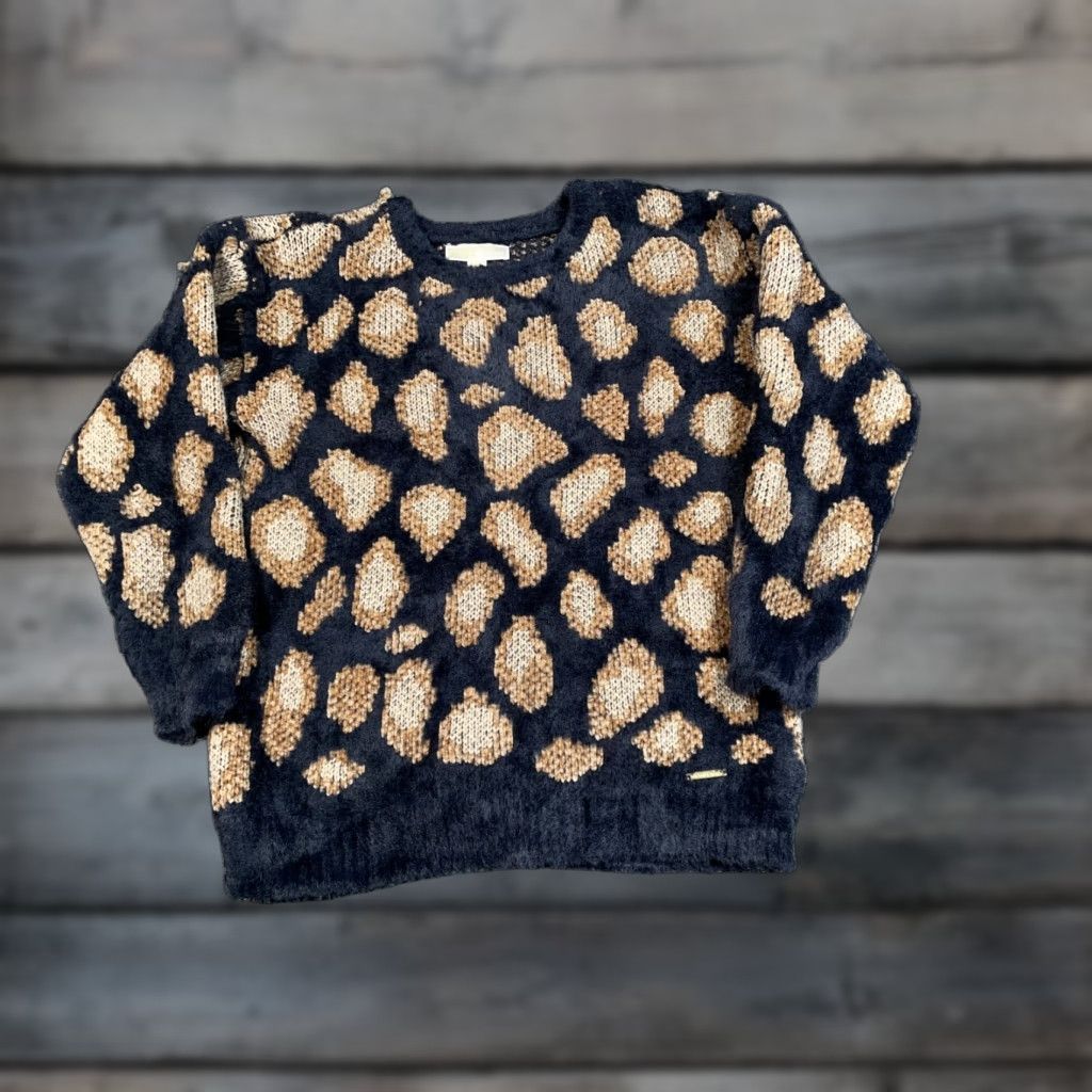 Michael Kors Michael Kors Plush Animal Pattern Sweater Women's Medium Black Jacquard Knit Size M / US 6-8 / IT 42-44 - 1 Thumbnail