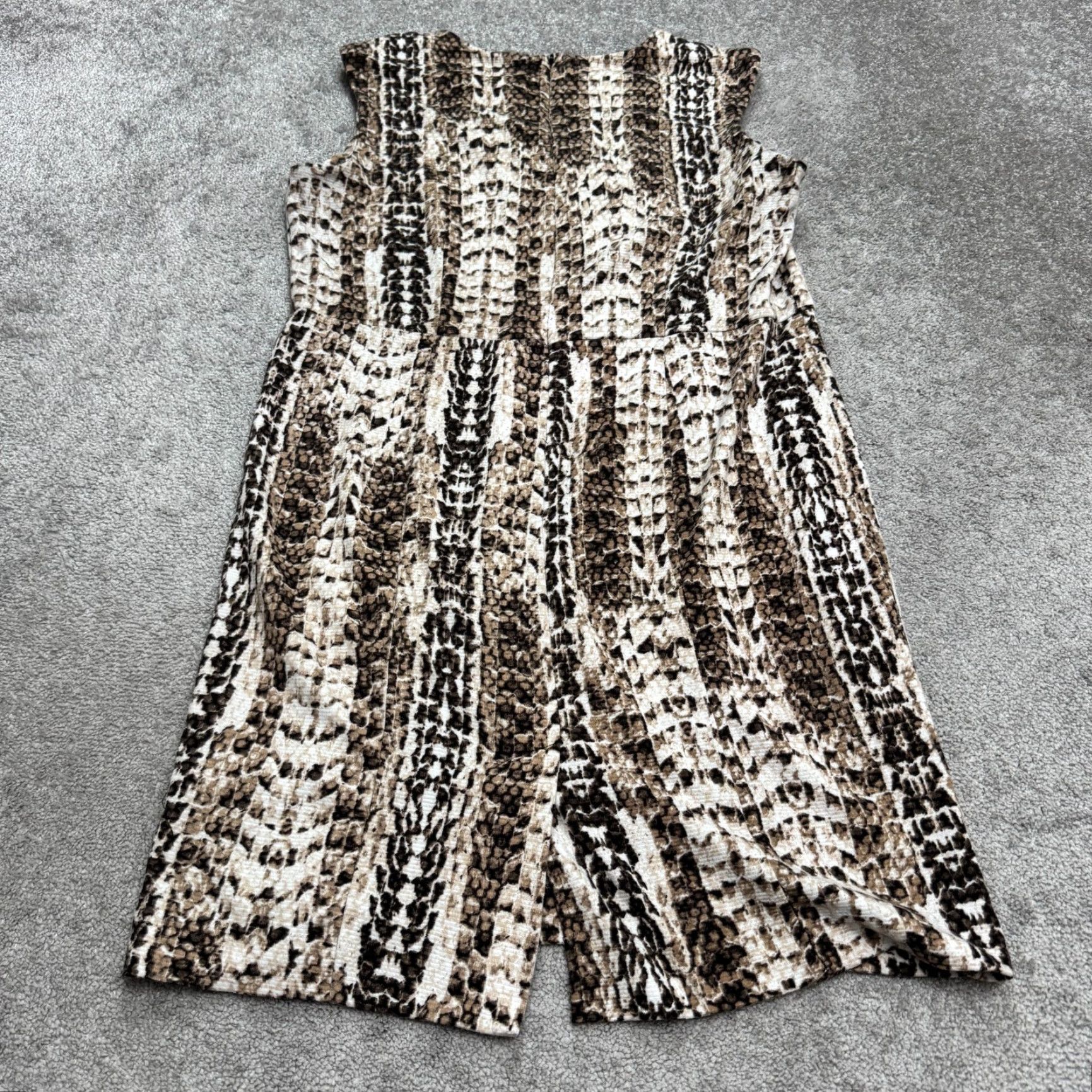 Vintage Dana Buchman Snakeskin Midi Shift Dress Womens 16 Brown Animal Print Sleeveless Dress Size XXL / US 16-18 / IT 52-54 - 2 Thumbnail
