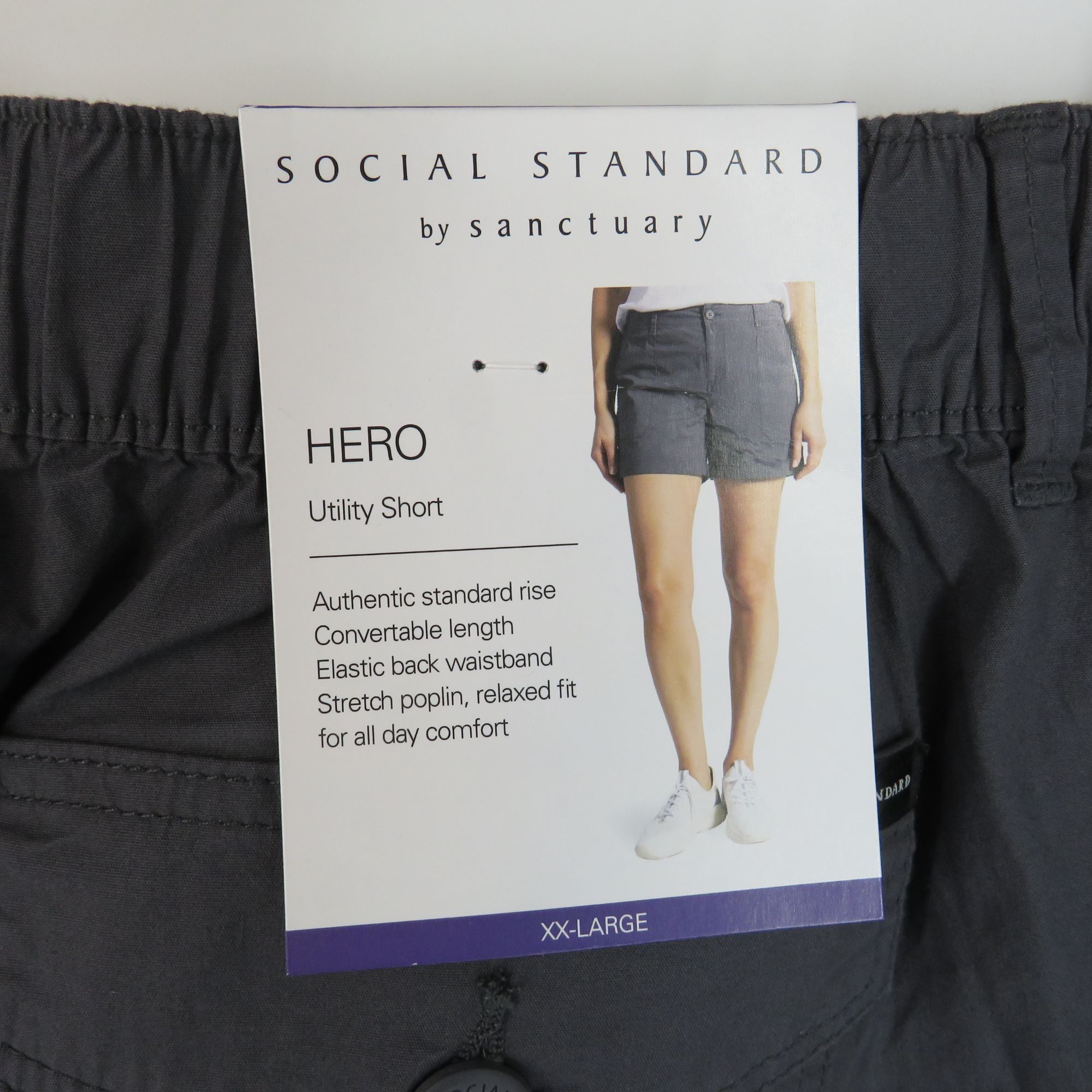 Sanctuary Social Standard Women's Washed Black Hero Utility Shorts XXL Size 35" - 2 Thumbnail
