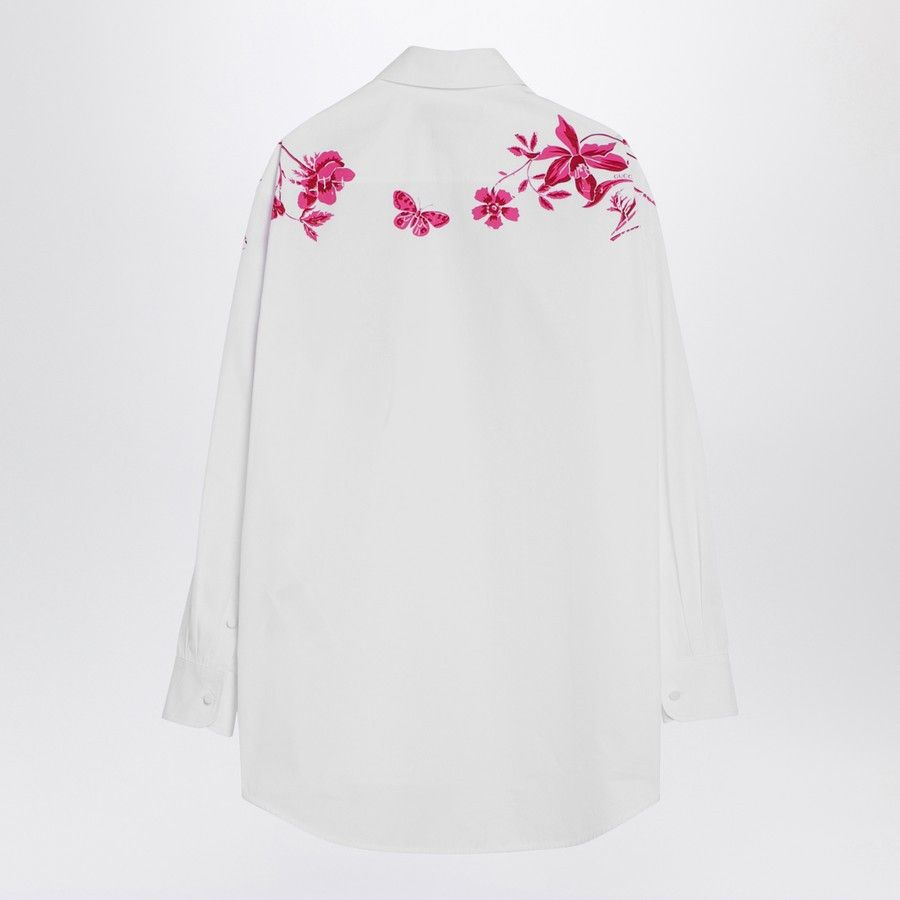 Gucci o1d2blof0824 Shirt With Fuchsia Print in White Size M / US 6-8 / IT 42-44 - 2 Thumbnail