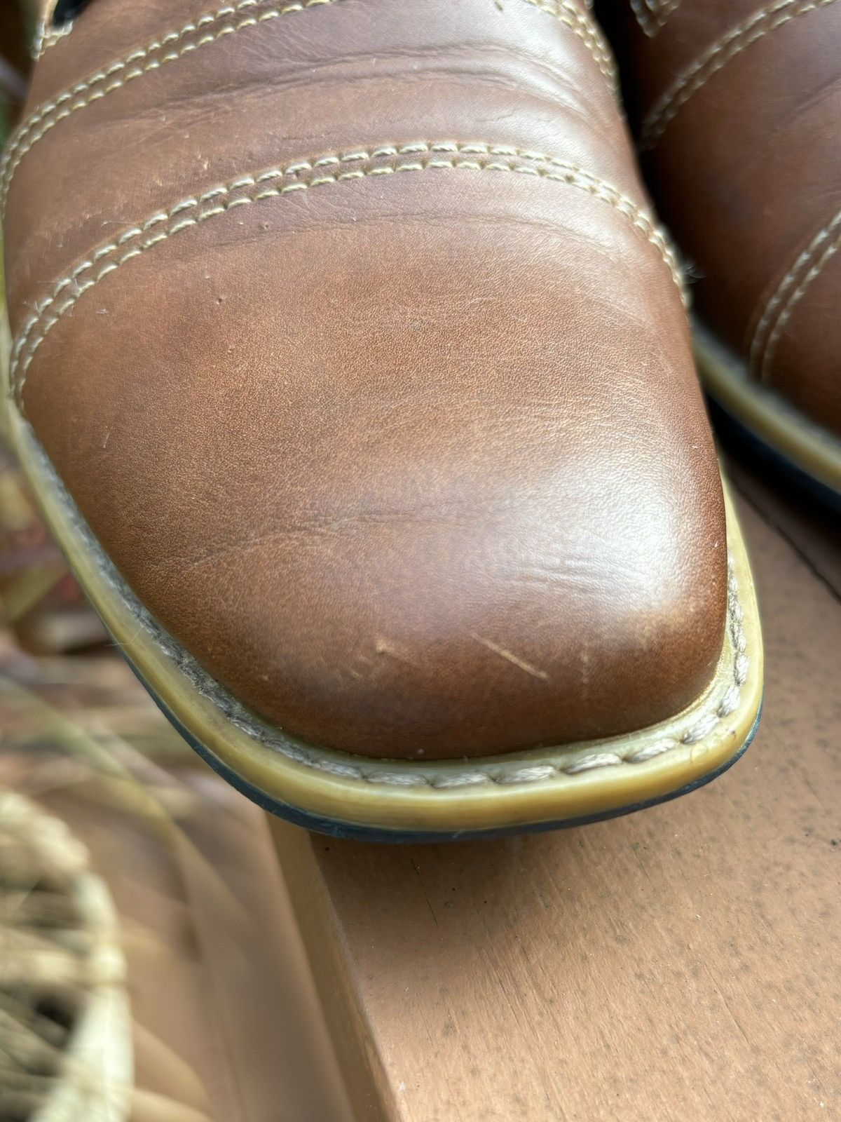 Apt. 9 × Designer Brown Leather Ankle Boots Apt 9 Cap Toe Zipper Cognac & Navy Size US 8 / EU 41 - 14 Thumbnail