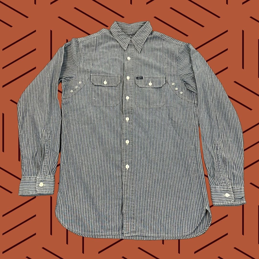 Polo Ralph Lauren VINTAGE Ralph Lauren Shirt Men's Small Blue Striped Polo Button-Up Outdoor Casual Size US S / EU 44-46 / 1 - 1 Thumbnail