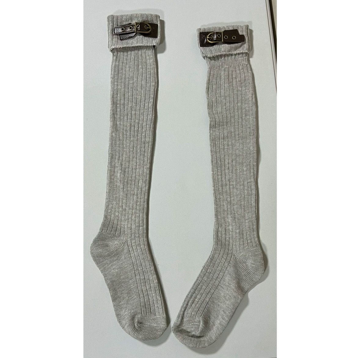 Vintage Muk Luks Gray Knit Knee-High Buckle Winter Boots Socks 🩶 Size ONE SIZE - 2 Thumbnail