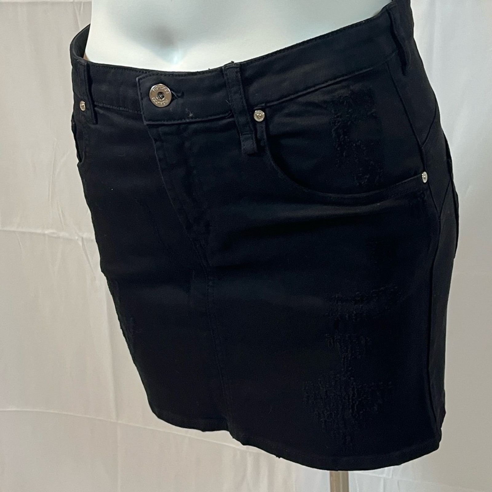 Fiorucci Fiorucci Black Distressed Mini Skirt Size 30" / US 8 / IT 44 - 9 Thumbnail