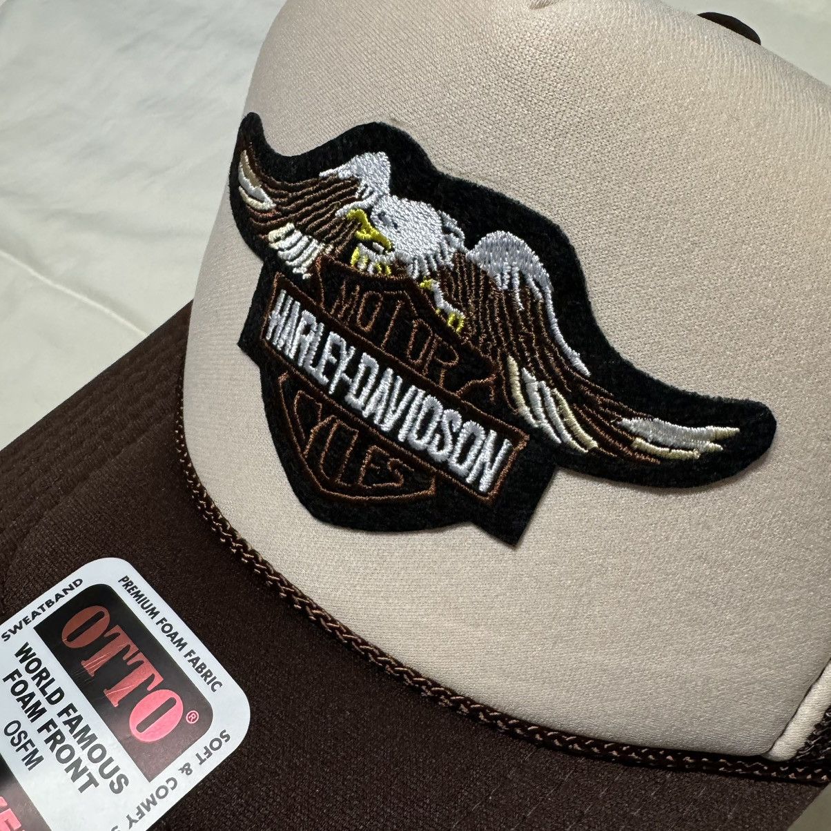 Vintage Brown Tan Harley Davidson Trucker Hat Size ONE SIZE - 3 Thumbnail