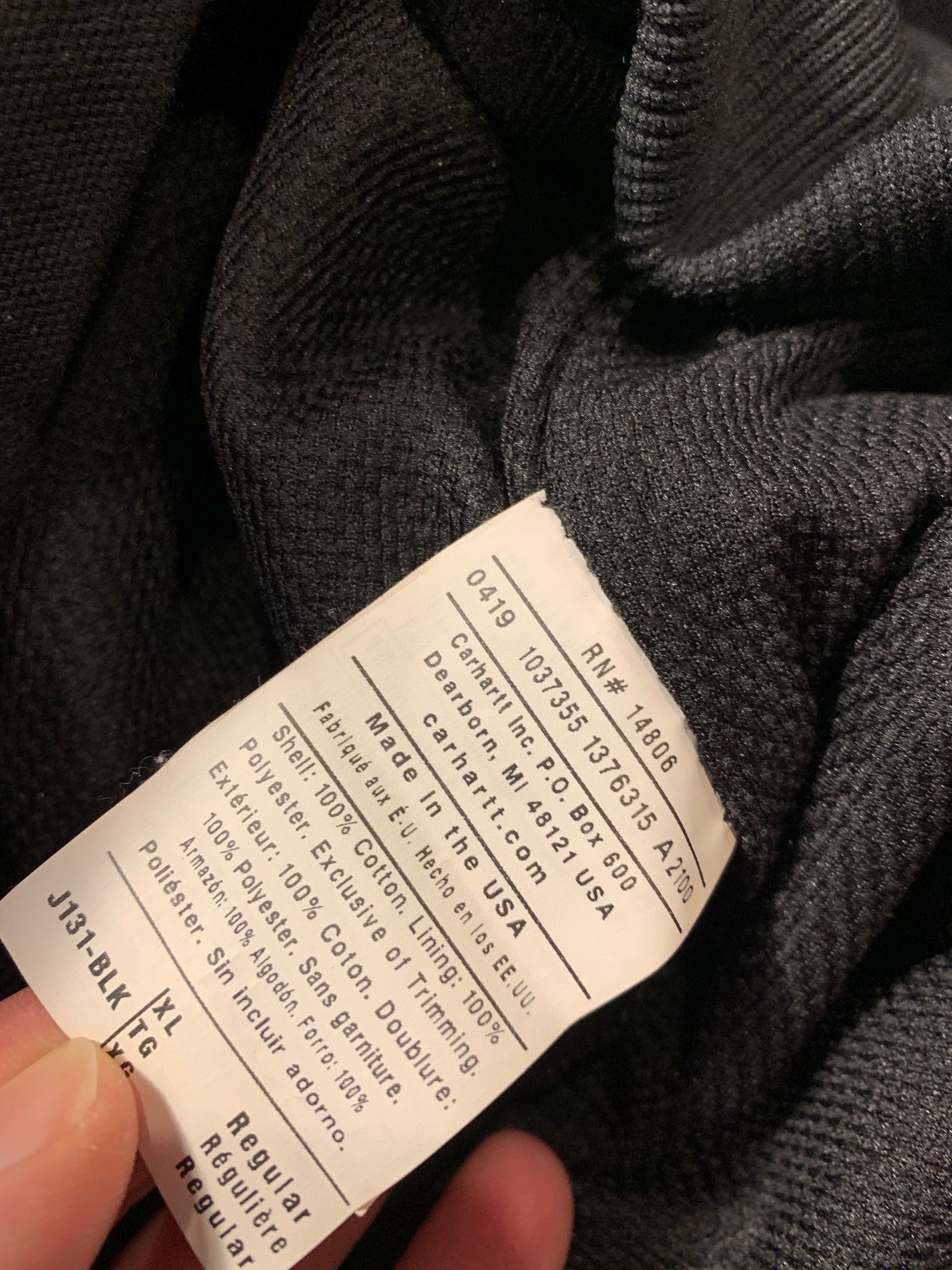 Carhartt J131 Black Made in USA Union Made Duck Canvas Jacket Hoodie Size US XL / EU 56 / 4 - 5 Thumbnail