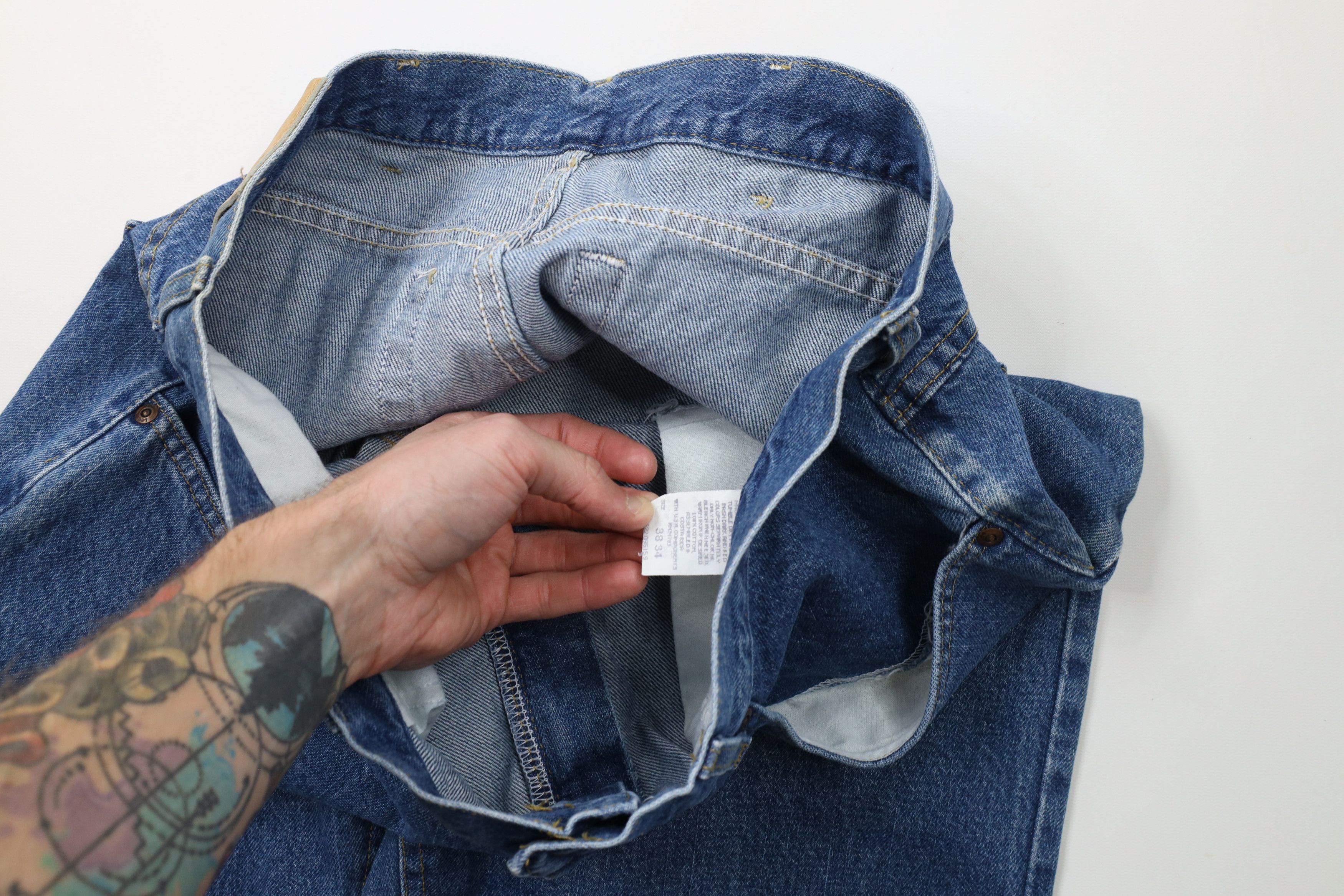 Lee × Vintage Vintage 90s Lee Straight Leg Denim Jeans Blue Cotton Size US 38 / EU 54 - 7 Thumbnail