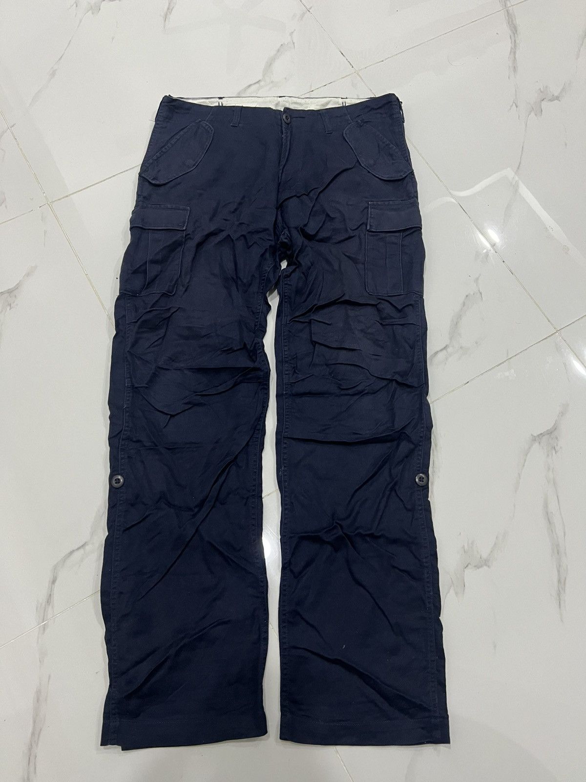 Japanese Brand Dark Blue Adjustable Waist Tactical Cargo Pants Size US 32 / EU 48 - 3 Thumbnail