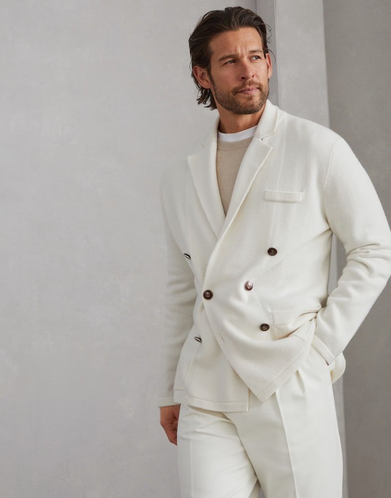 Brunello Cucinelli o1w1db10825 Cashmere Cardigan in White Size US L / EU 52-54 / 3 - 3 Thumbnail