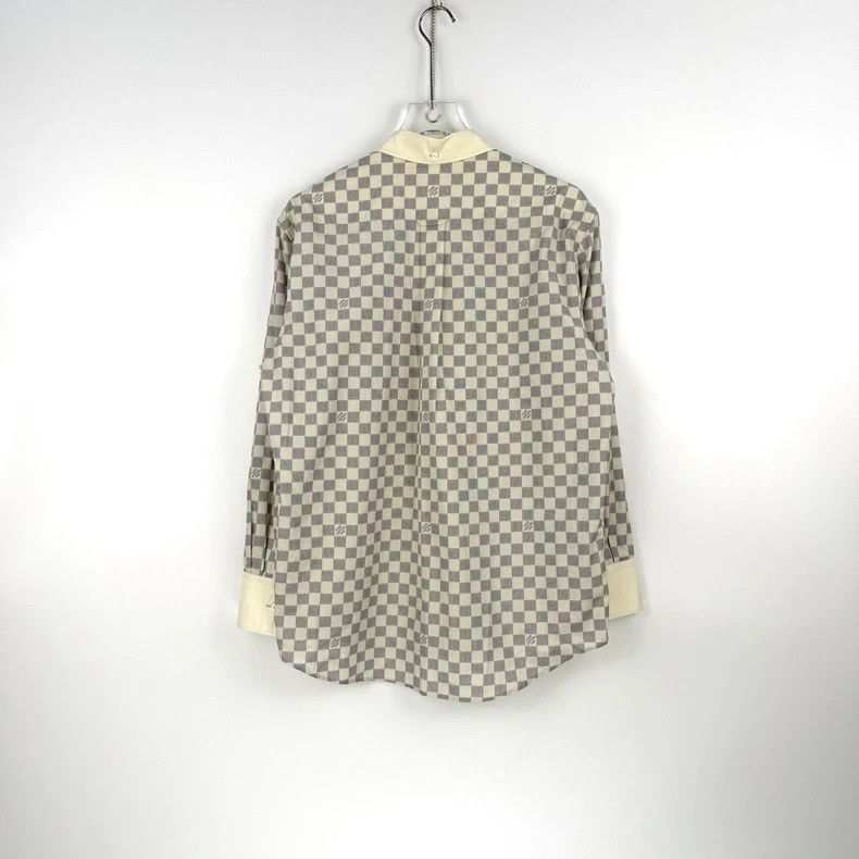 Louis Vuitton Louis Vuitton Grey and white checkerboard leather logo shir Size US XXS / EU 40 - 4 Thumbnail