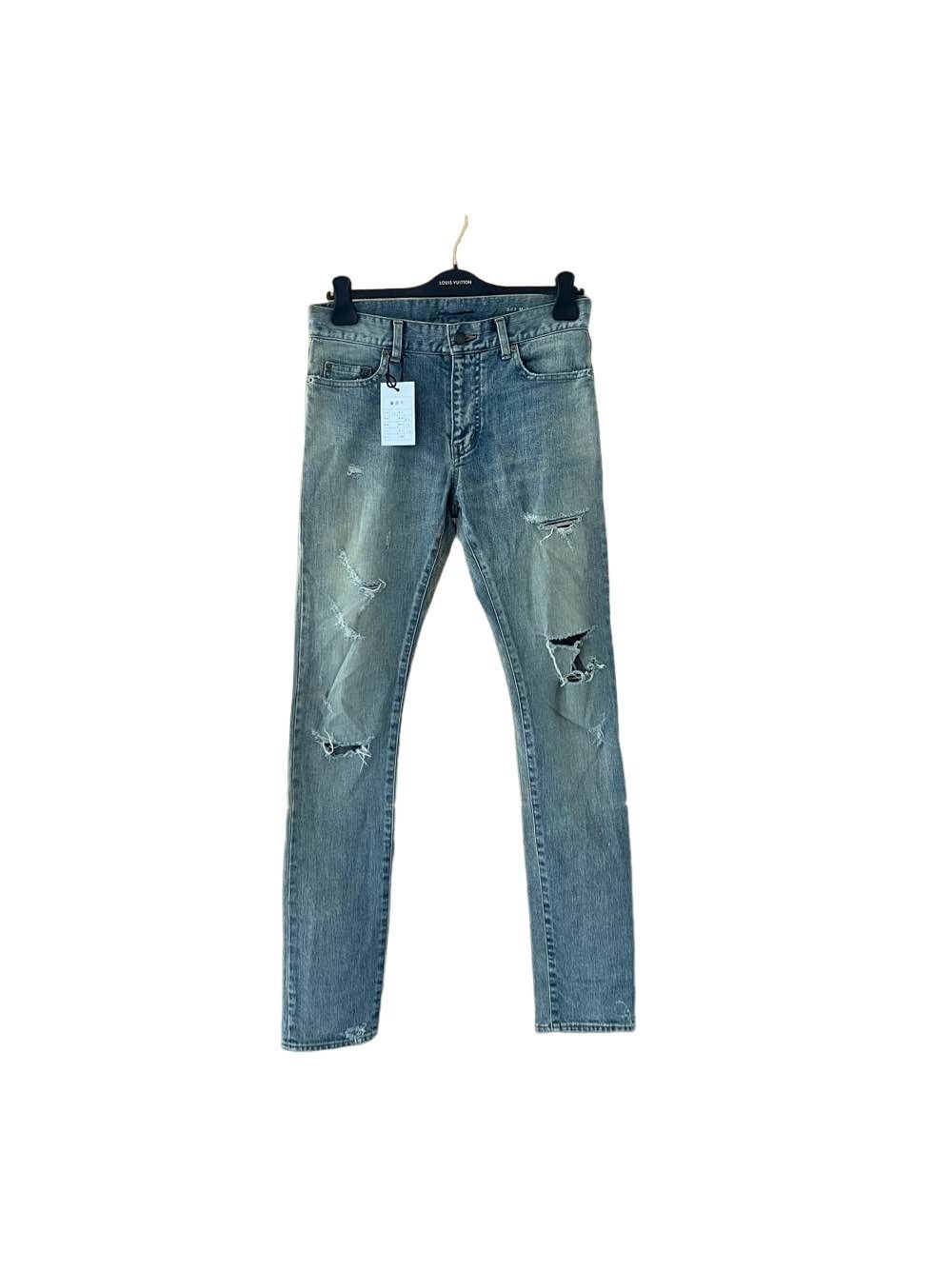 Saint Laurent Paris SLP FW14 D02 Distressed Denim Crash Jeans