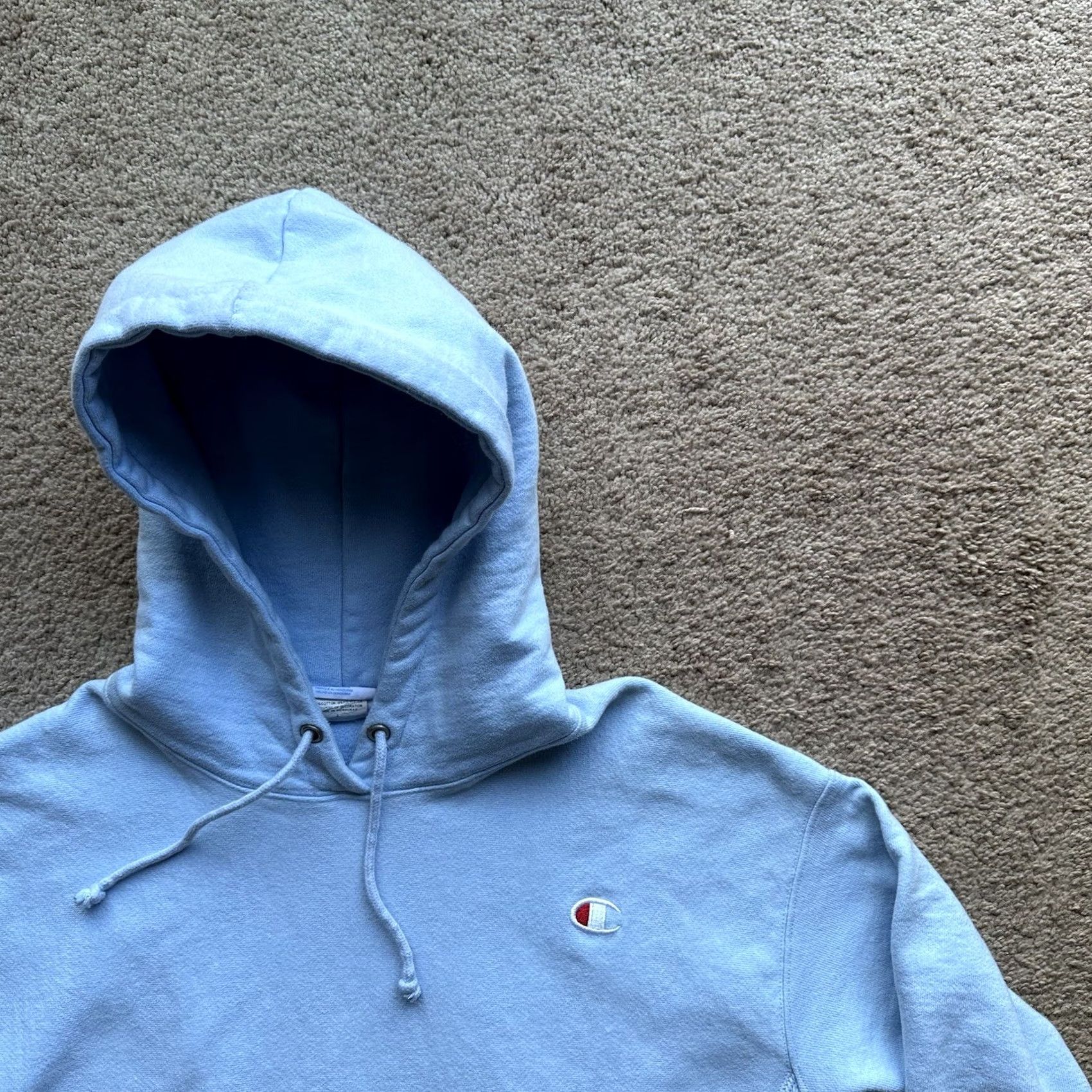 Champion Champion Reverse Weave Hoodie Sweatshirt Womens Large Light Blue Pockets Cotton Blend Polyester Blend Embroidered Logo Vent? No - remove Size L / US 10 / IT 46 - 4 Thumbnail
