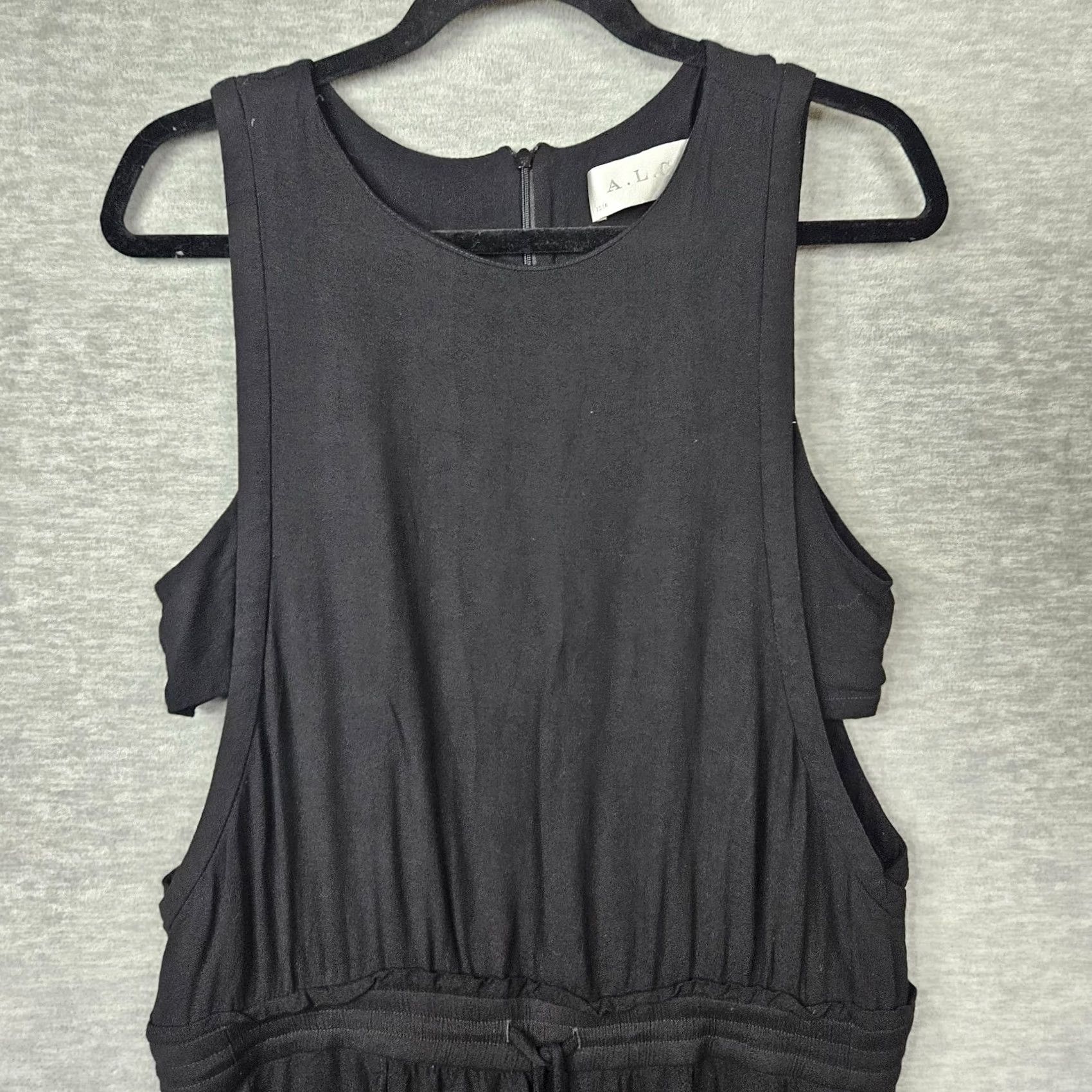 Vintage A.L.C Jumpsuit SleeveS Sleeveless Black Elastic Waist Women's Size L - Adjustable Pockets, Wide-Leg, Off Shoulder, Viscose Size 36" / US 14 / IT 50 - 6 Thumbnail