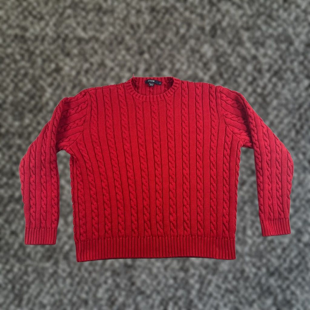 J.Crew VINTAGE J.CREW Fisherman Sweater XL Crew Neck Womens Red Pullover with Pockets Size XL / US 12-14 / IT 48-50 - 1 Thumbnail