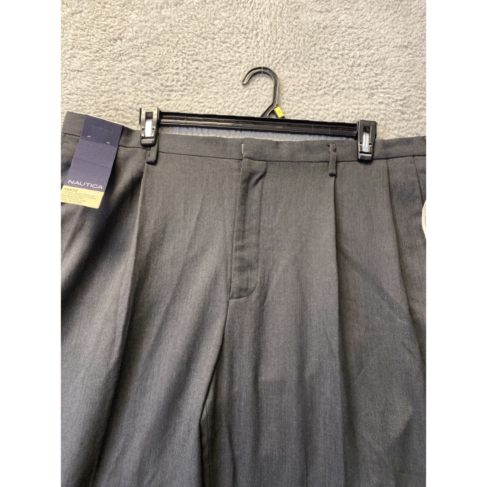 Nautica VINTAGE Nautica Dress Pants Mens 42x32 Gray Pleated Straight Business Casual Formal City Preppy Size US 42 / EU 58 - 2 Thumbnail