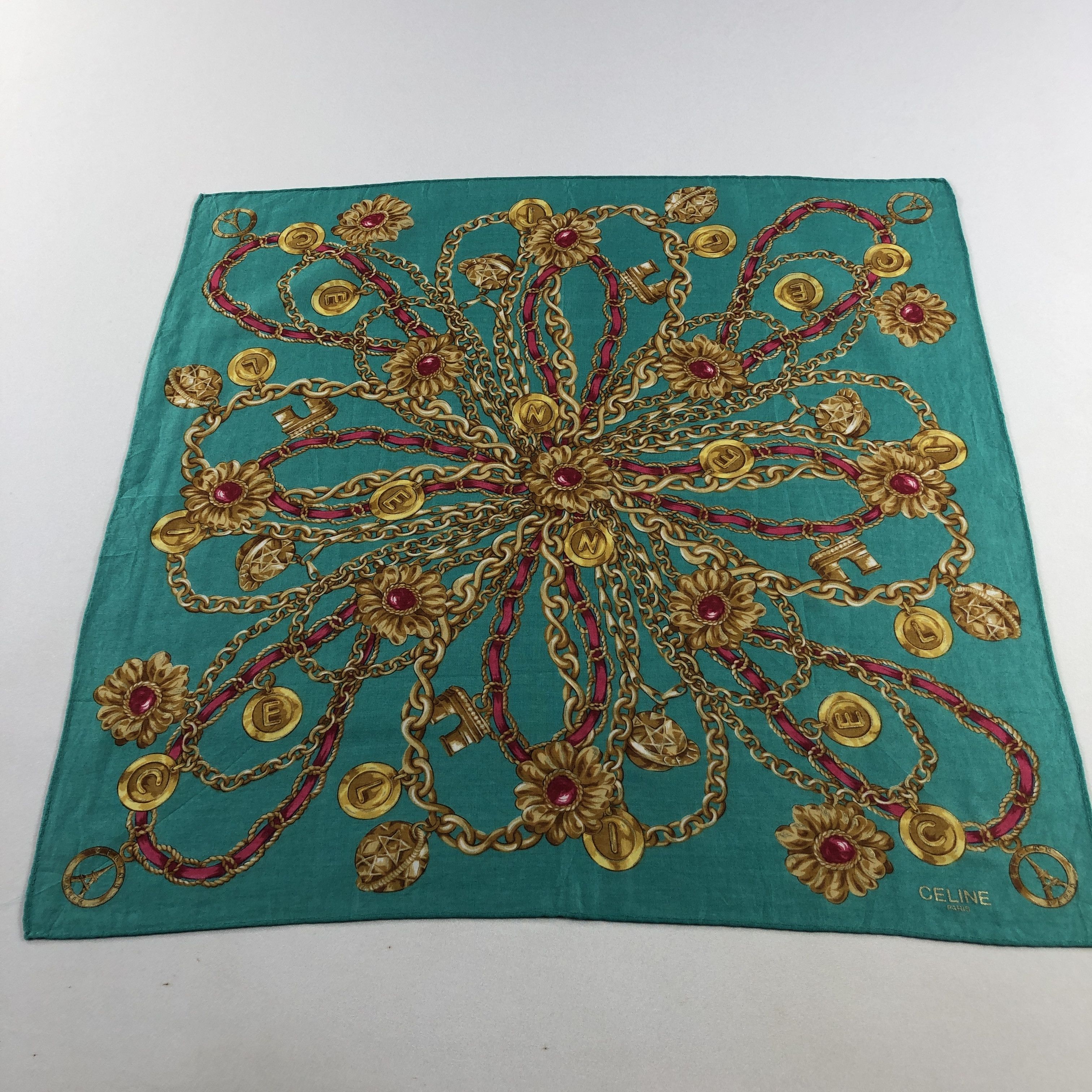 Vintage Celine Chains Handkerchief Neckerchief Bandana H2561 Size ONE SIZE - 1 Thumbnail