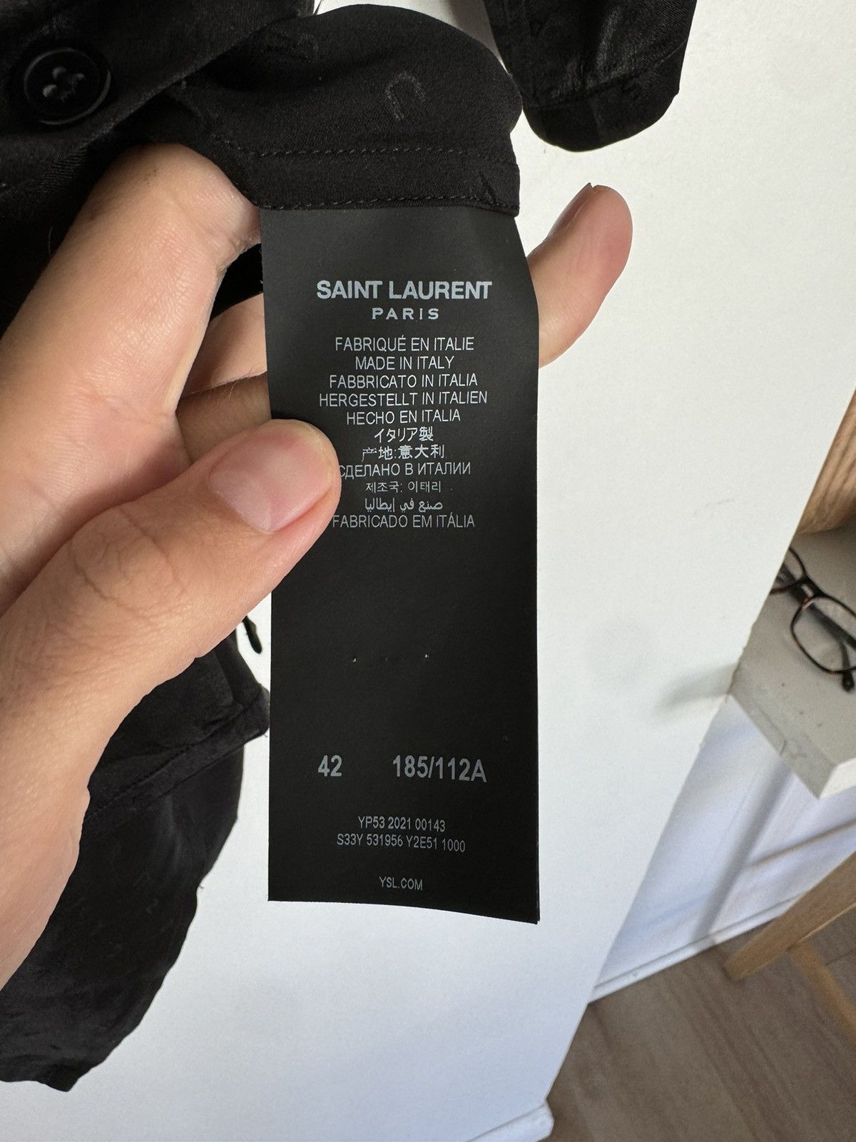 Saint Laurent Paris Silk Logo Camp Shirt Size US L / EU 52-54 / 3 - 4 Thumbnail