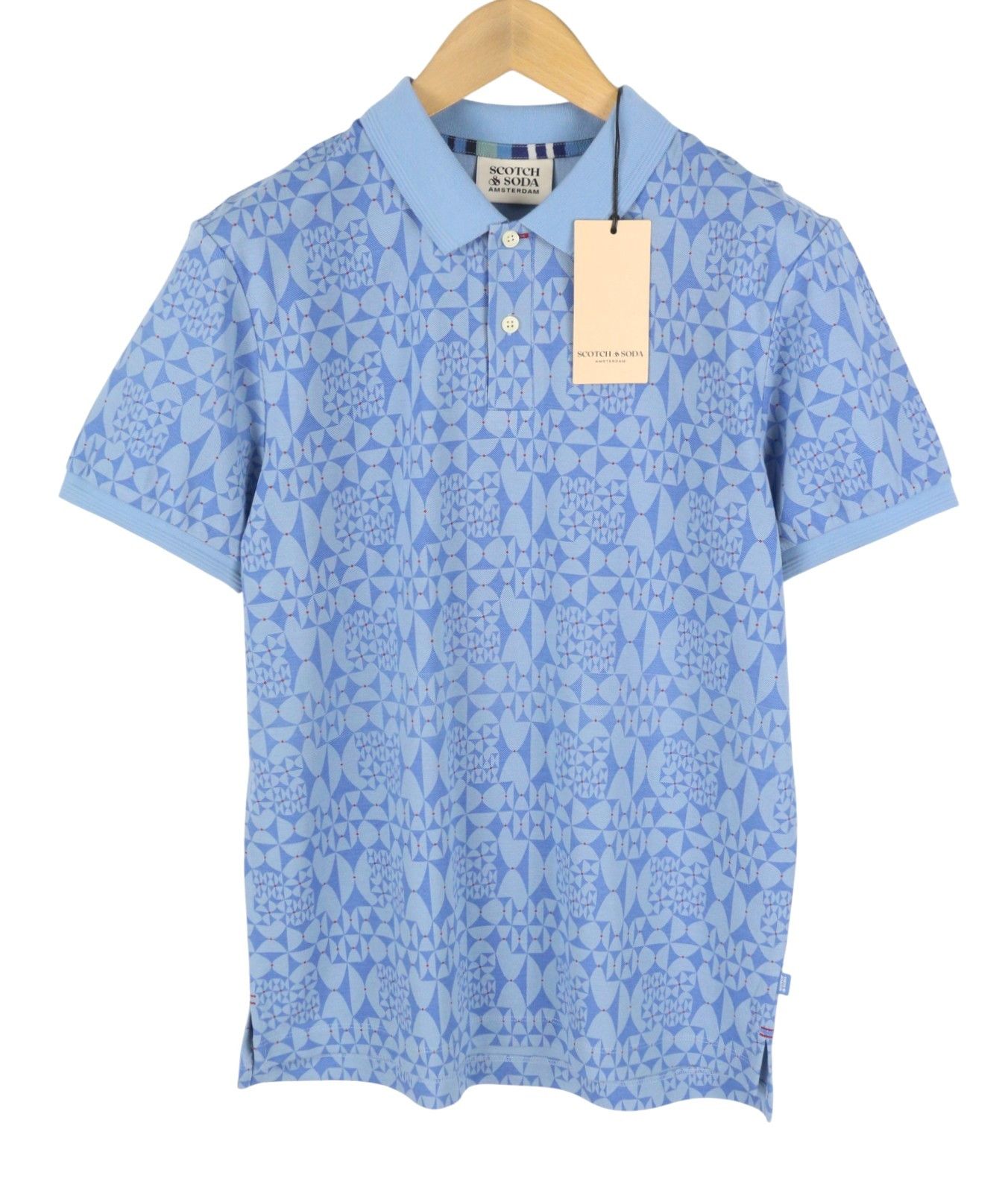 Scotch & Soda M Diamond Blue Aop Cotton Short Sleeve Polos 91045 Size US M / EU 48-50 / 2 - 2 Thumbnail