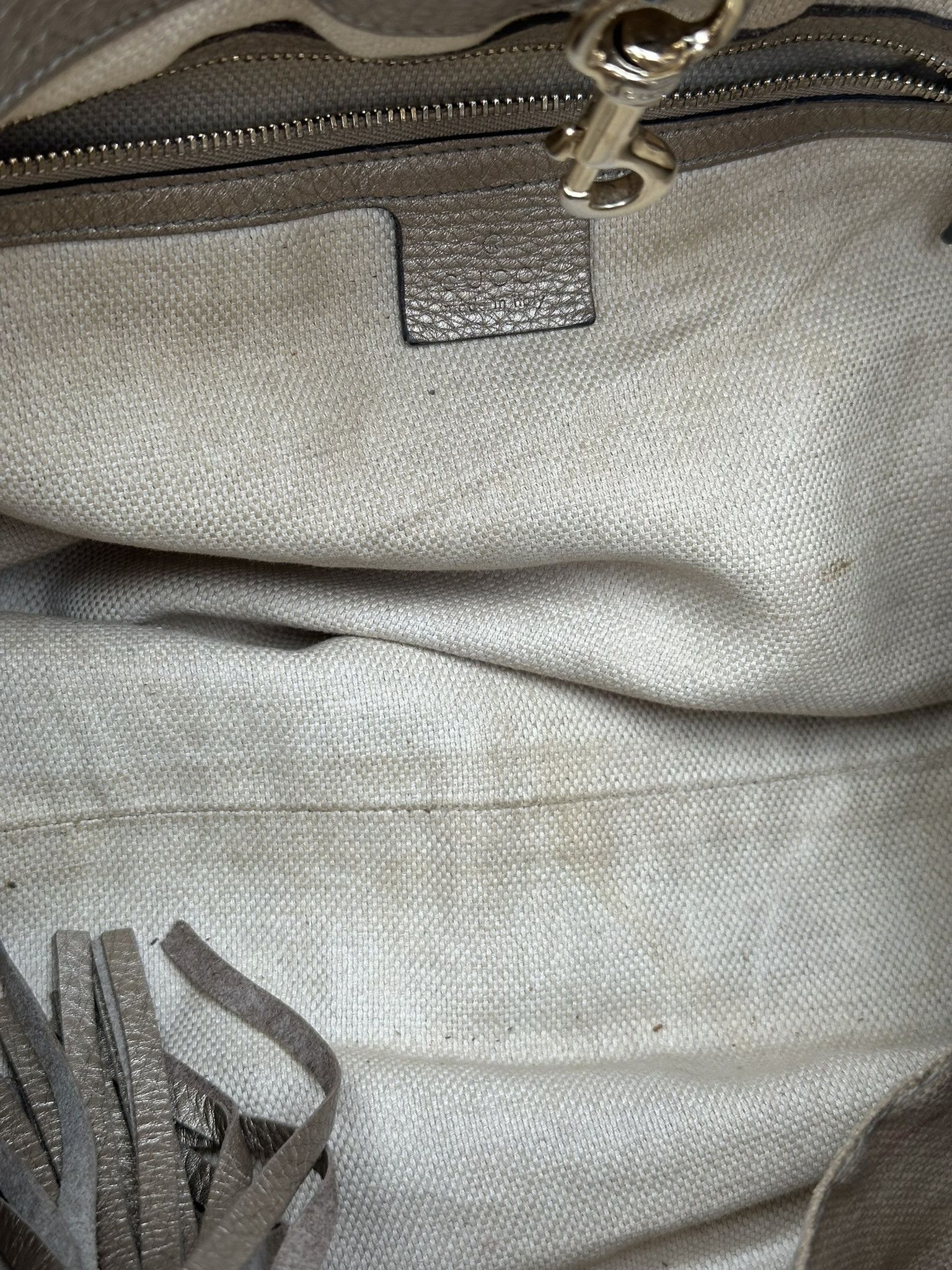 Gucci Gucci Soho Shoulder Bag Medium Pebbled Leather Gold Logo Size ONE SIZE - 10 Thumbnail