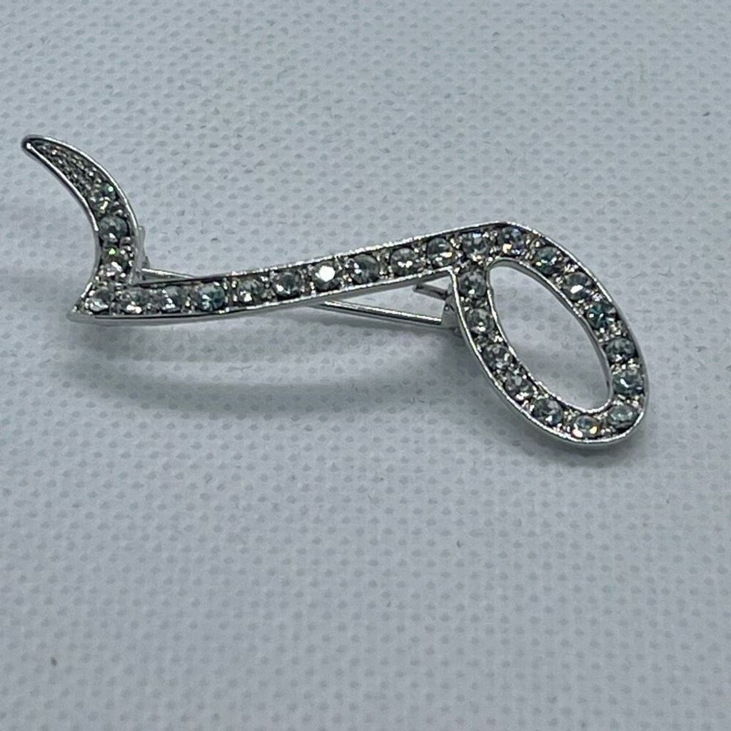 Other Vintage Treble Clef Music Note Crystal Rhinestone Brooch Size ONE SIZE - 4 Thumbnail