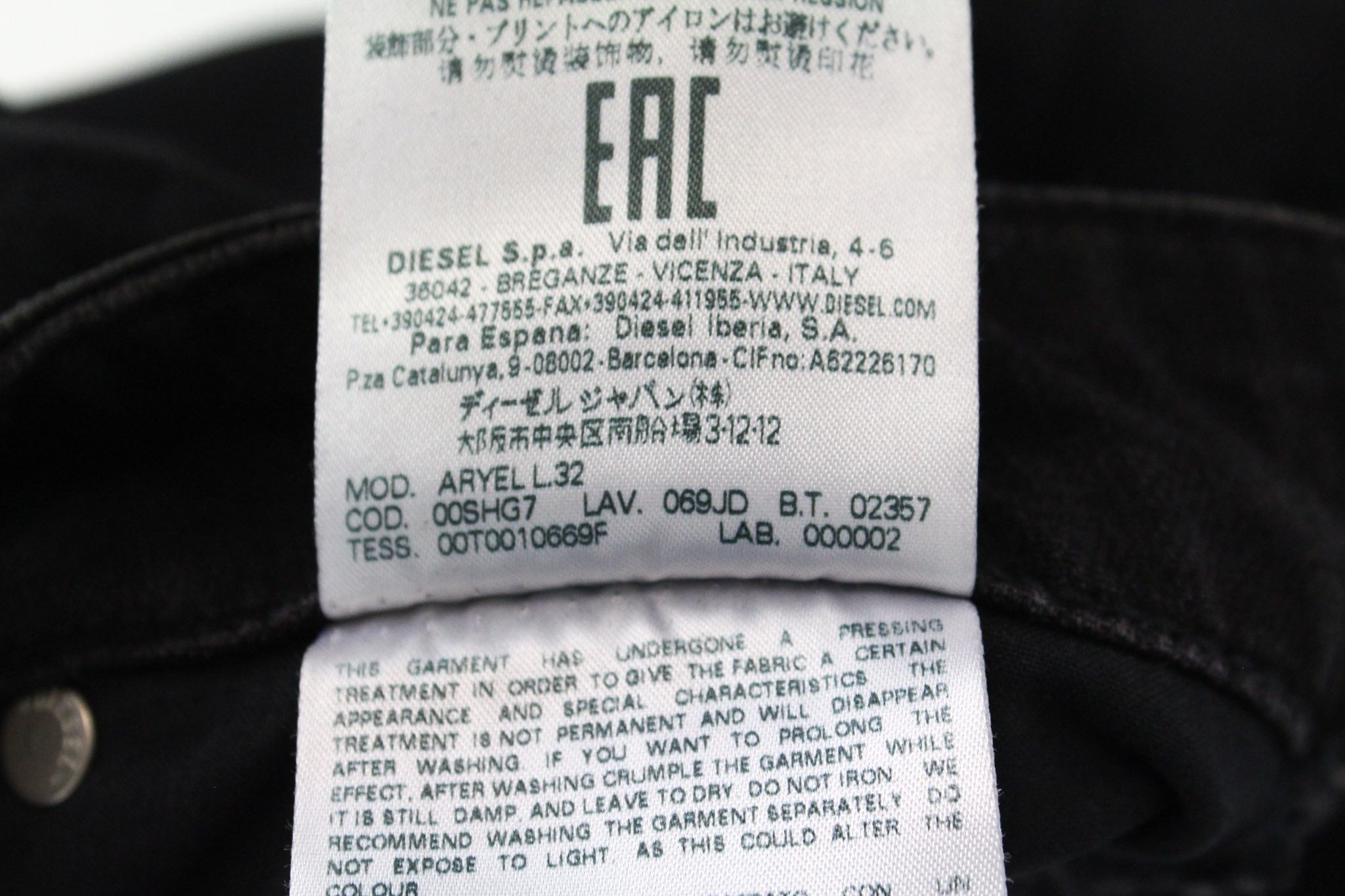 Diesel ARYEL 069JD W24/L32 Girls Black Crop Jeans 69991 Size 24" / US 00 / IT 34 - 10 Thumbnail