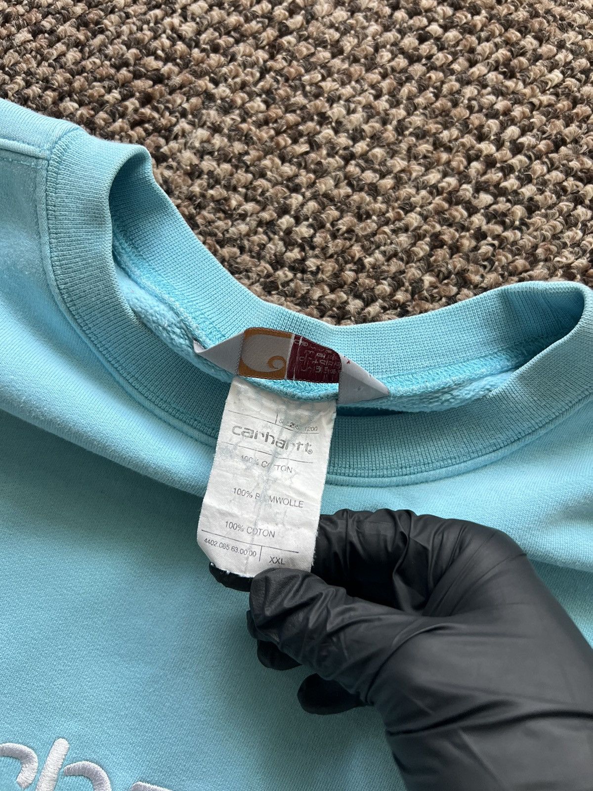 Carhartt × Vintage Vintage Carhartt Sweatshirt Crew Neck 90s Blue Hype Size US XXL / EU 58 / 5 - 8 Thumbnail