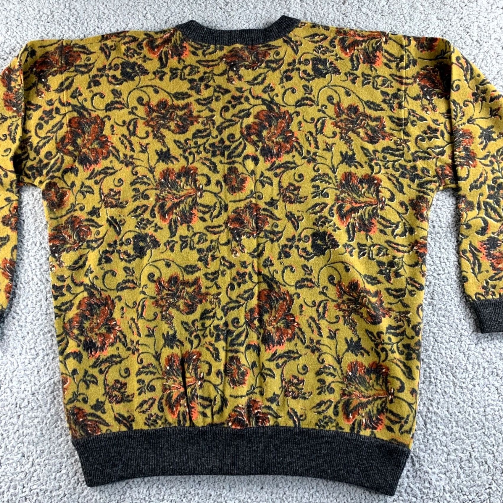 Vintage Heather Ashton Cardigan Sweater Womens Large Green Floral Boho Wool Lambswool Knit Size L / US 10 / IT 46 - 7 Thumbnail