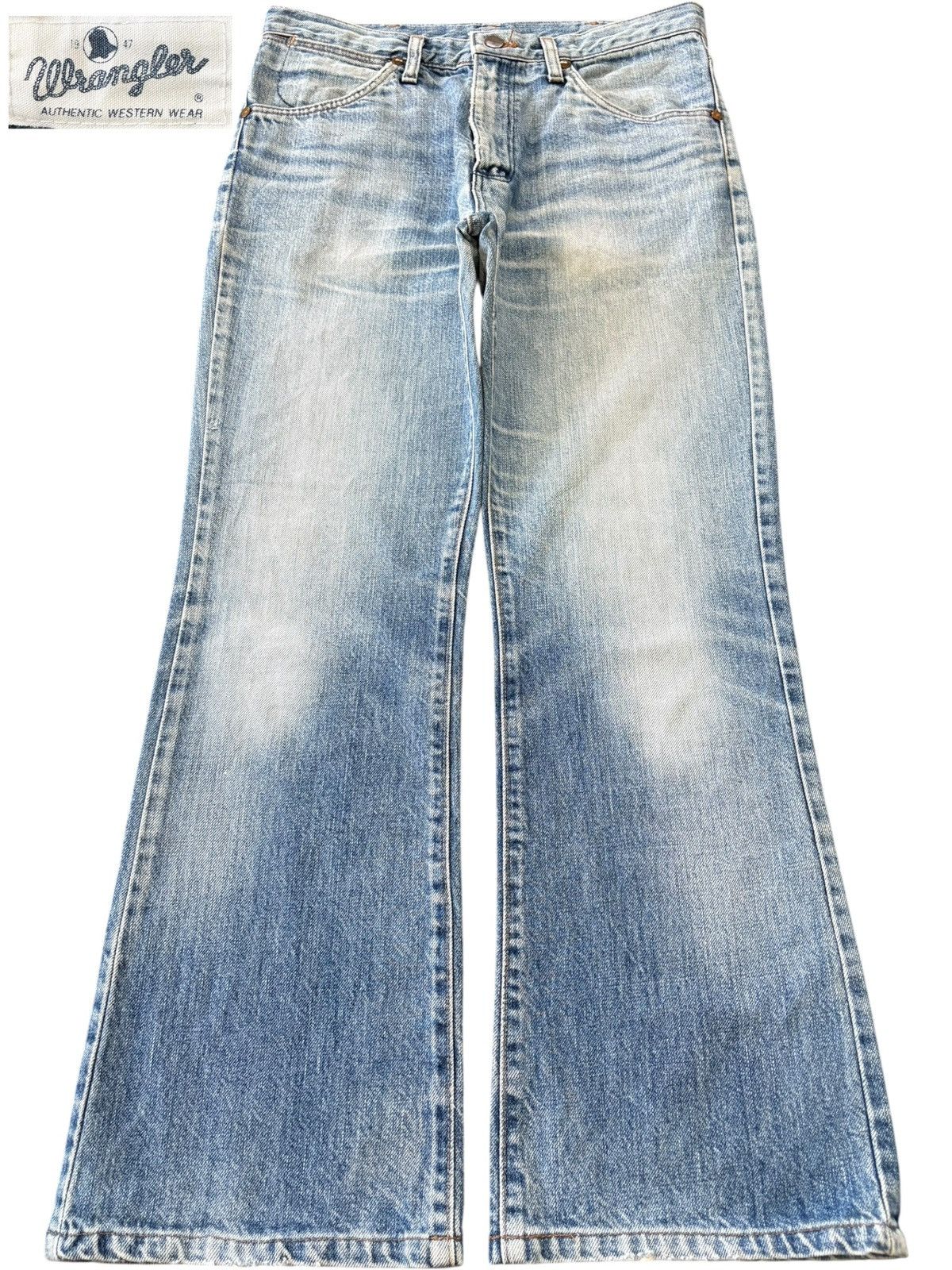 Wrangler Vintage 90s Wrangler Blue Bell Faded Flare Jeans Size US 31 - 1 Thumbnail