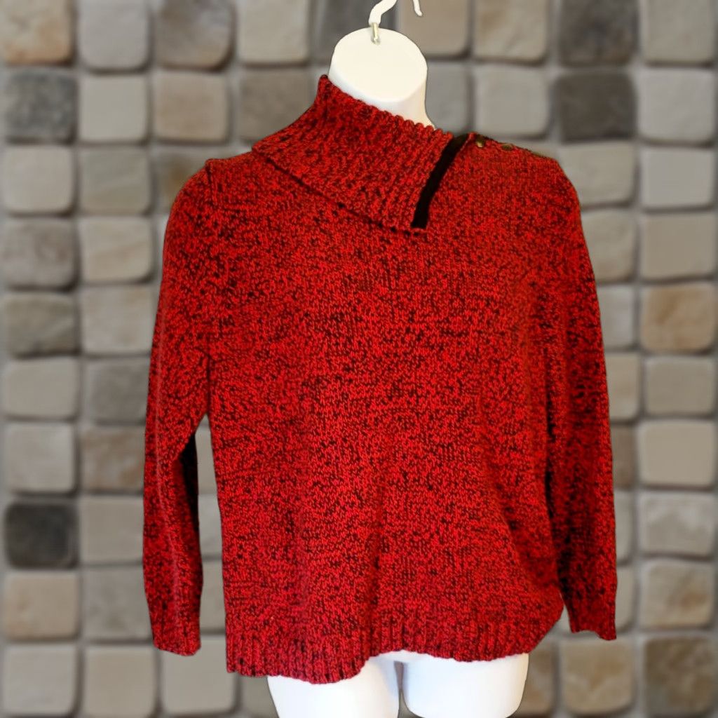 Chaps Chaps Sweater 2XL Women Knit Pullover Cowl Neck Red Black Long Sleeve Cotton Acrylic Plus Size Woman, Casual, Travel, Business Size XXL / US 16-18 / IT 52-54 - 1 Thumbnail
