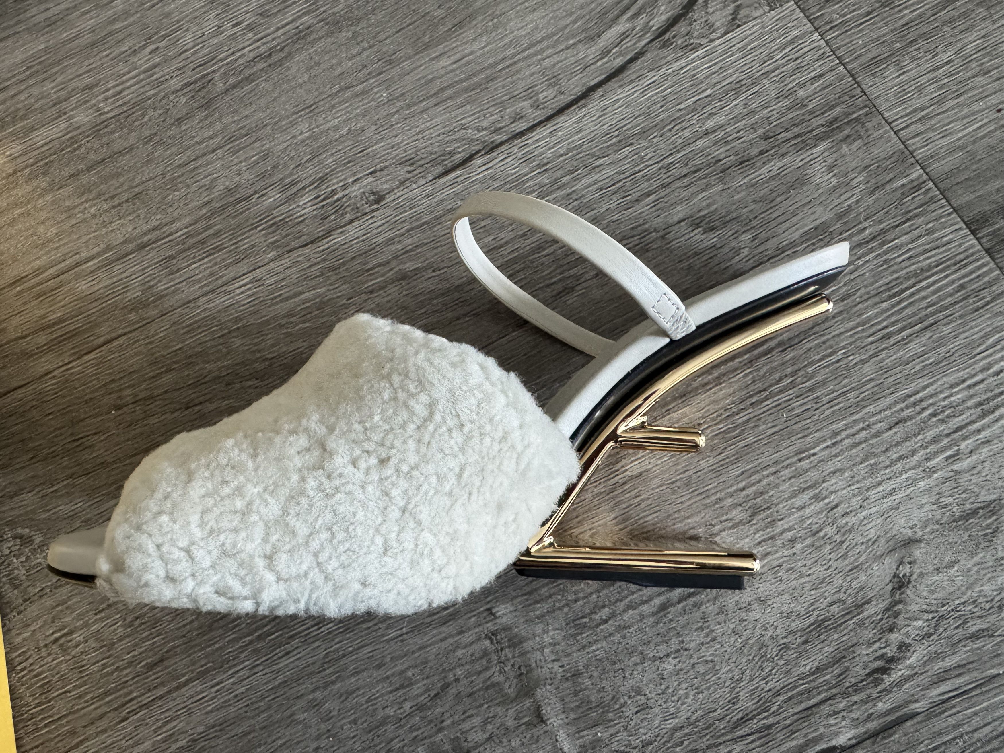 Fendi NWT FENDI First Shearling Diagonal F-Shaped Sculpted Heel Size US 8 / IT 38 - 2 Thumbnail