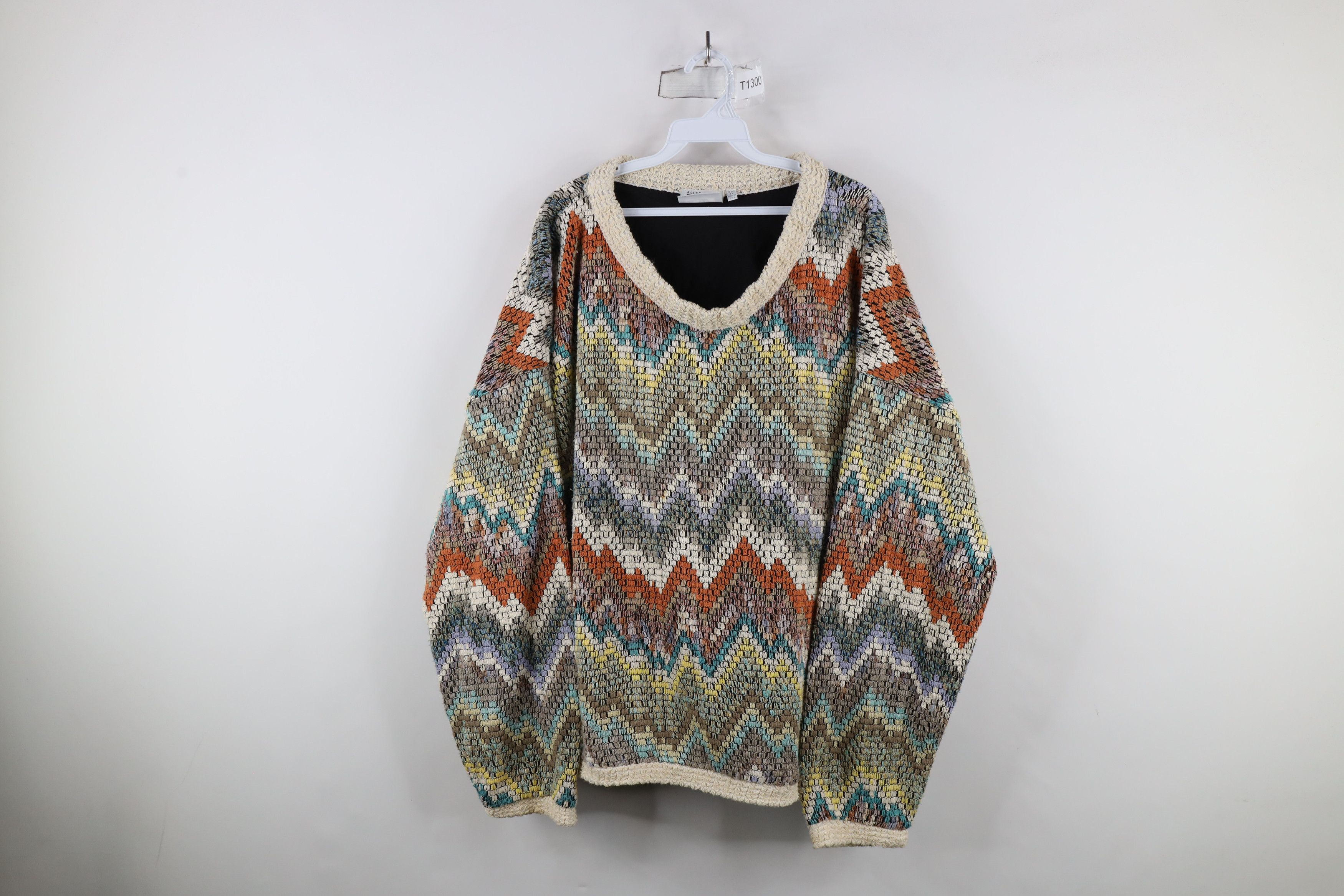 Vintage Vintage 90s Coogi Style Zig Zag Textured Knit Sweater USA Size US XL / EU 56 / 4 - 1 Thumbnail