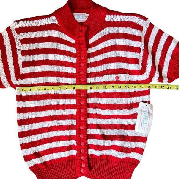 Vintage Vintage red white stripe 80’s cotton blend button up sweater Size L / US 10 / IT 46 - 5 Thumbnail