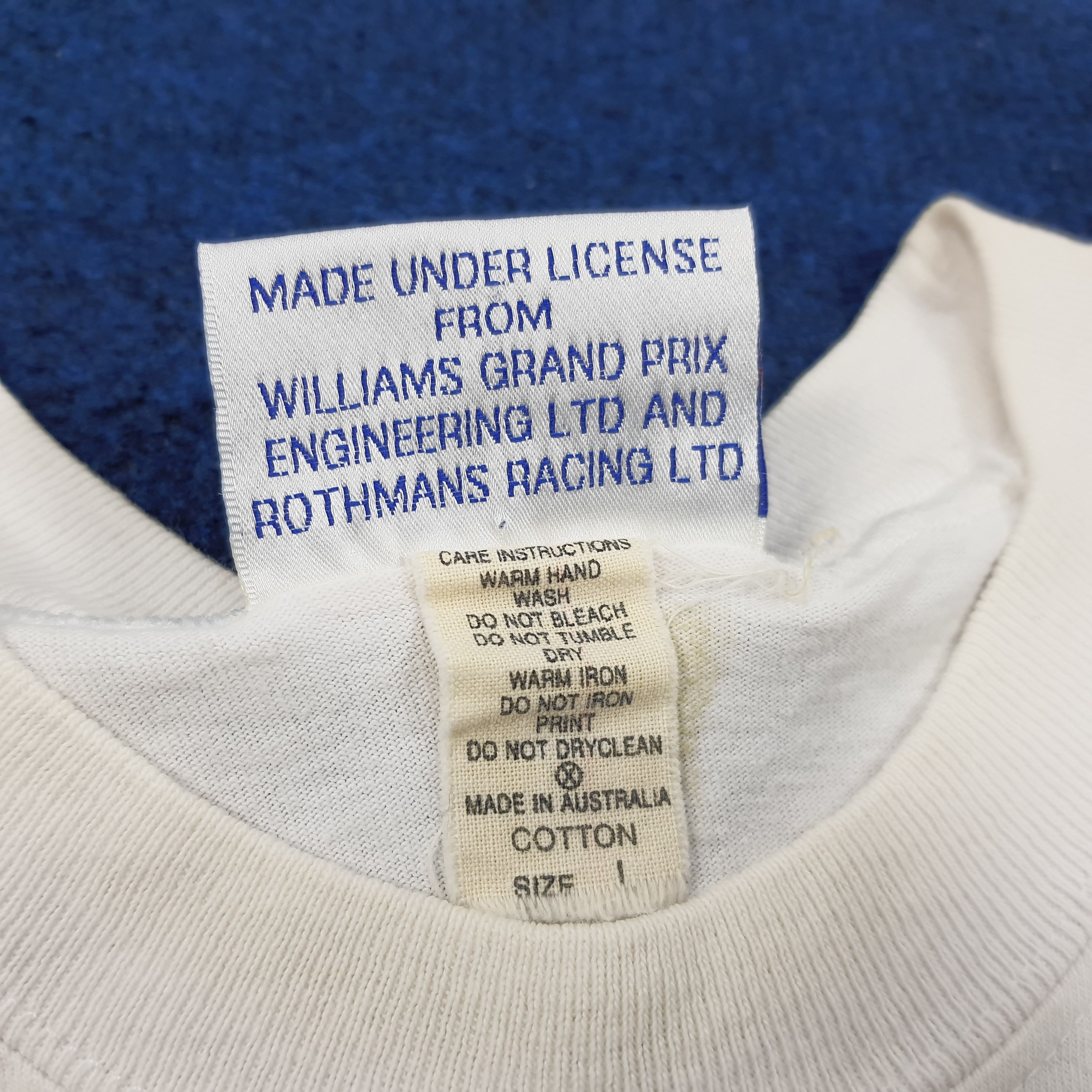 Vintage Vintage Rothman William Renault F1 Motorsports Racing Tshirt Size US M / EU 48-50 / 2 - 6 Thumbnail