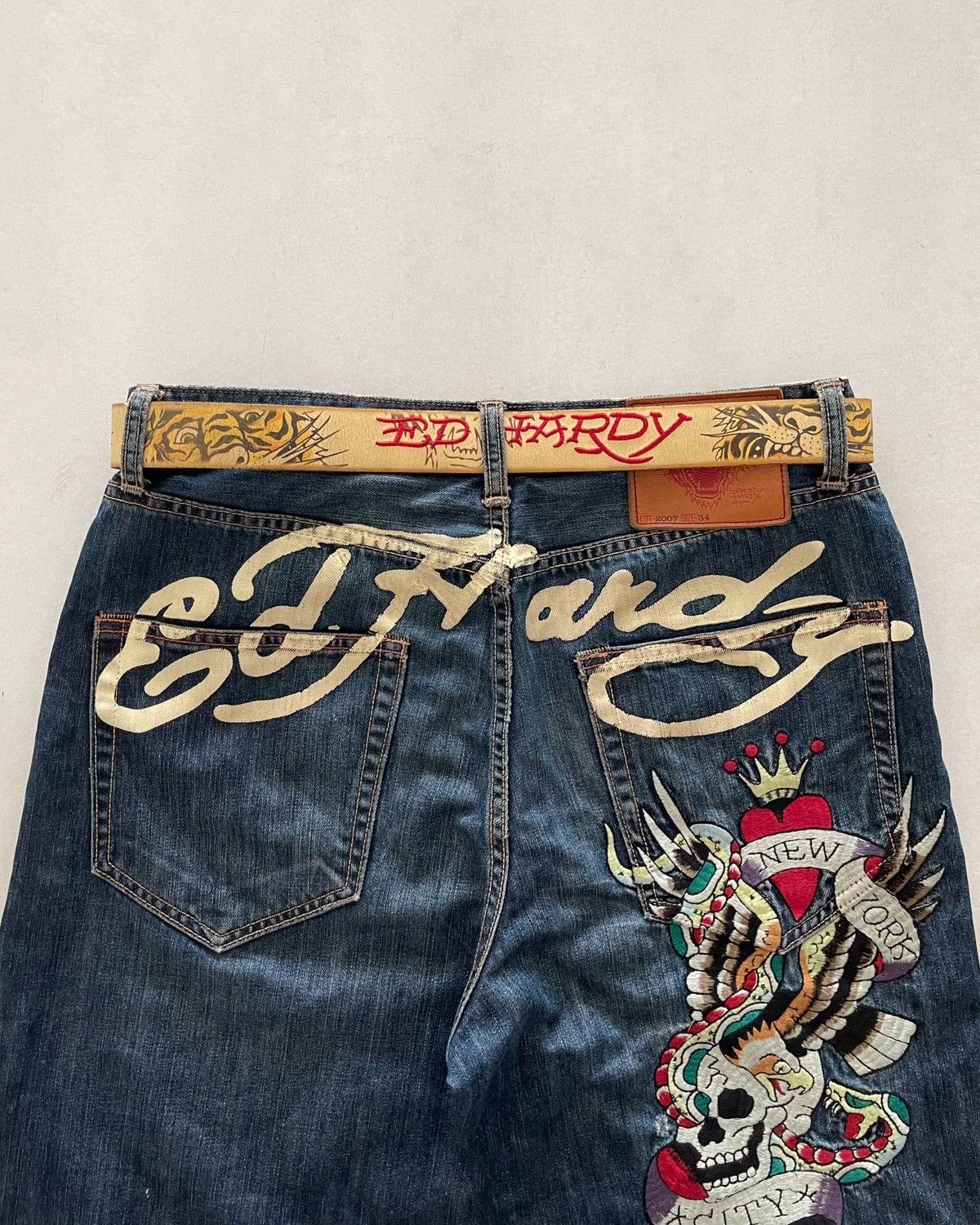 Ed Hardy ‘ ED HARDY ‘ Dark Blue Baggy Jorts ‘ New York City ‘ Size US 34 / EU 50 - 6 Thumbnail