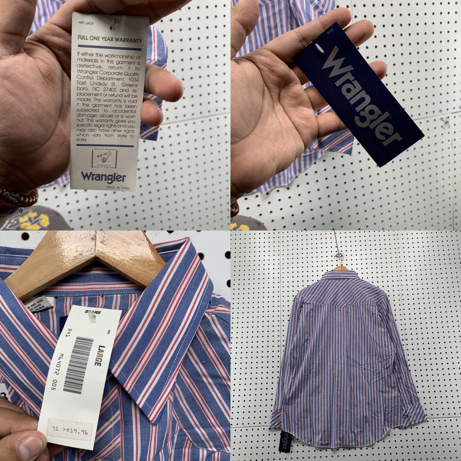 Wrangler NEW Wrangler Western Pearl Snap Shirt Mens Large Blue Short Sleeve NWT Size US L / EU 52-54 / 3 - 8 Thumbnail