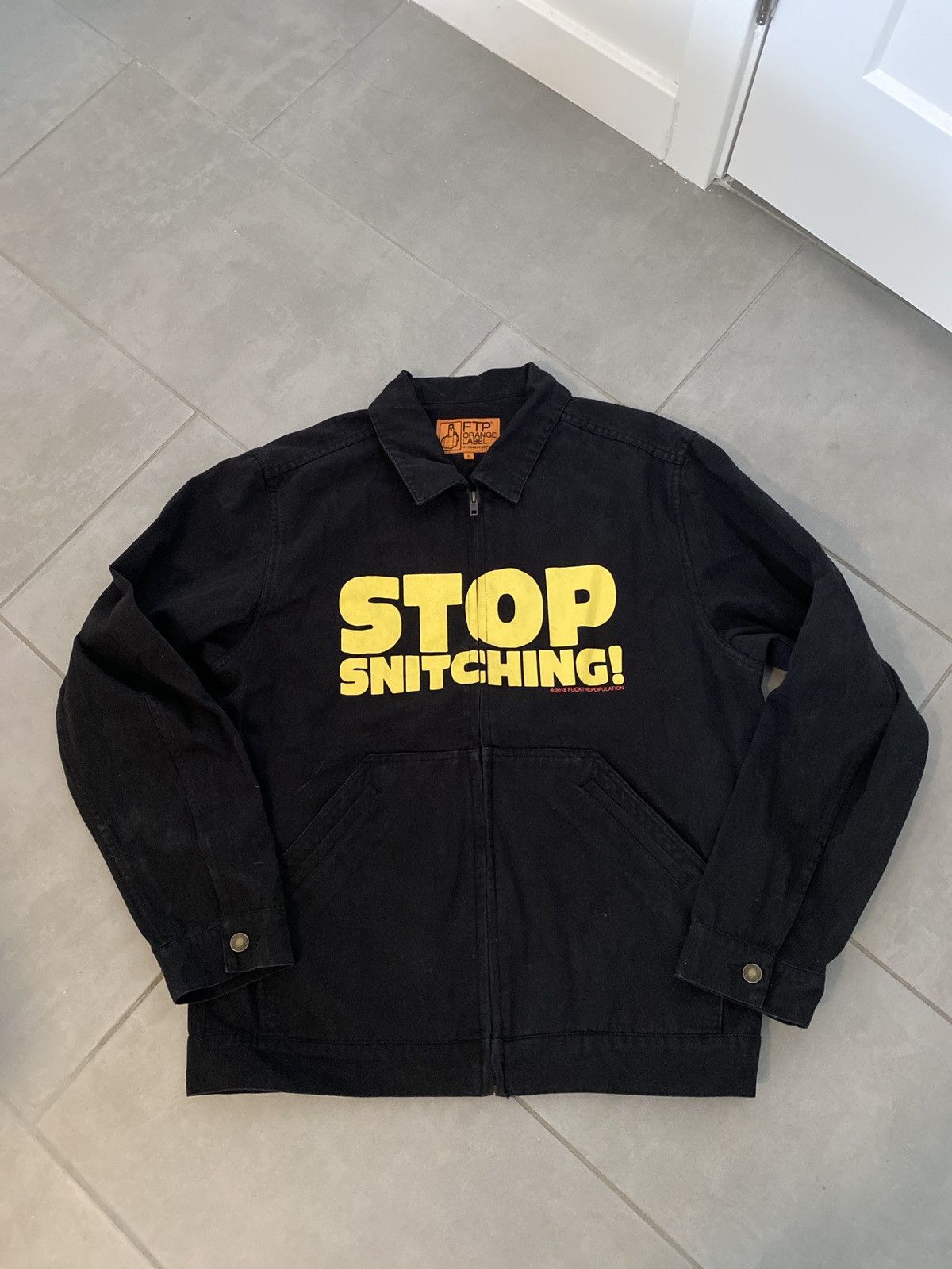 image of Fuck The Population Ftp Stop Snitching Jacket in Black, Men's (Size Medium)