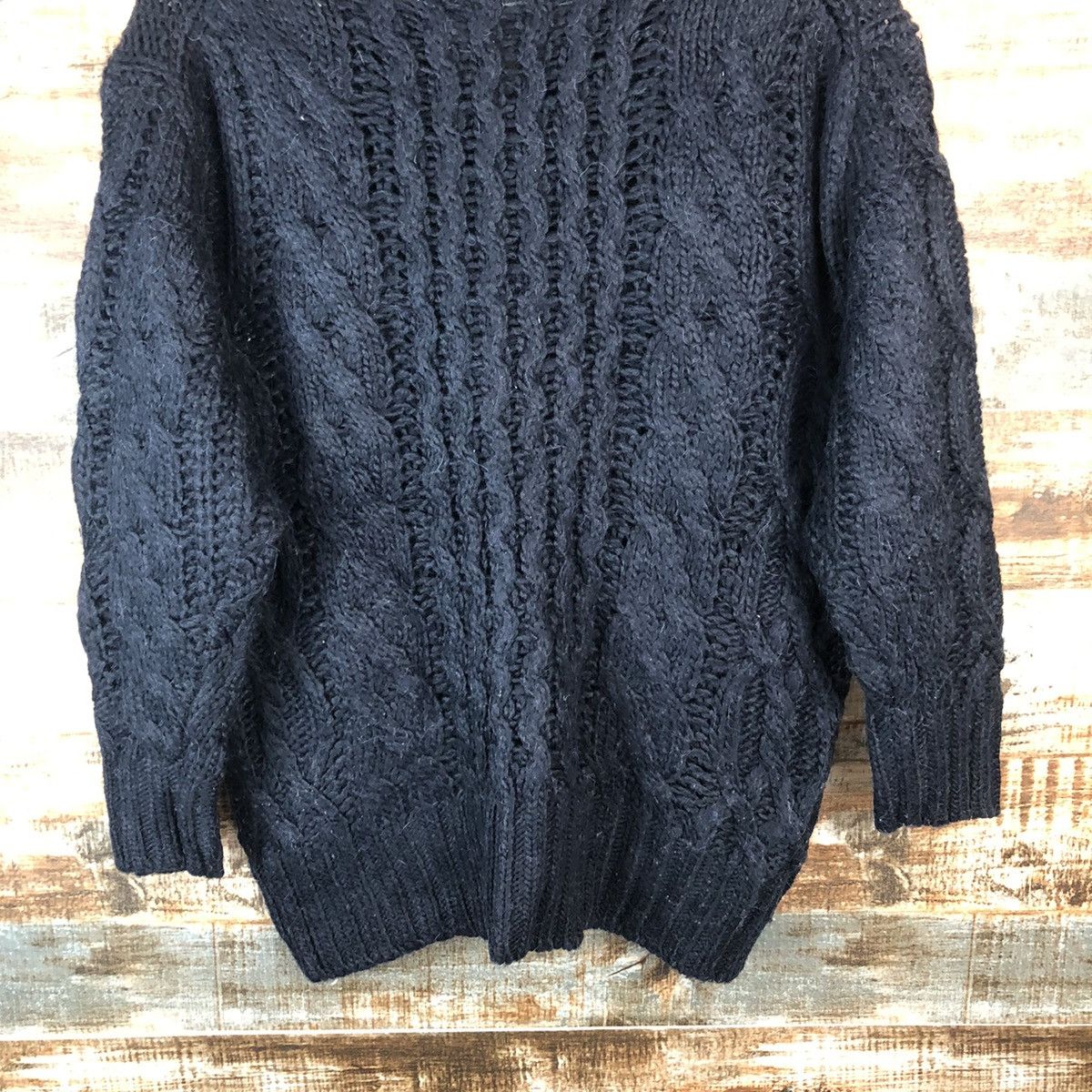 Homespun Knitwear × Japanese Brand Mila Owen Dark Blue cable Knitwear #A2055 Size L / US 10 / IT 46 - 14 Thumbnail