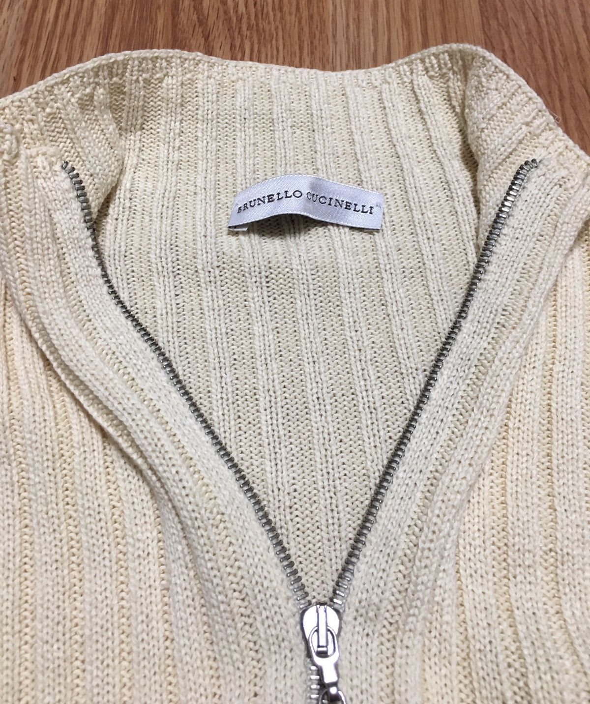 Brunello Cucinelli Brunello Cucinelli Beige Cotton Zip Cardigan US XL, EU L Size XL / US 12-14 / IT 48-50 - 8 Thumbnail