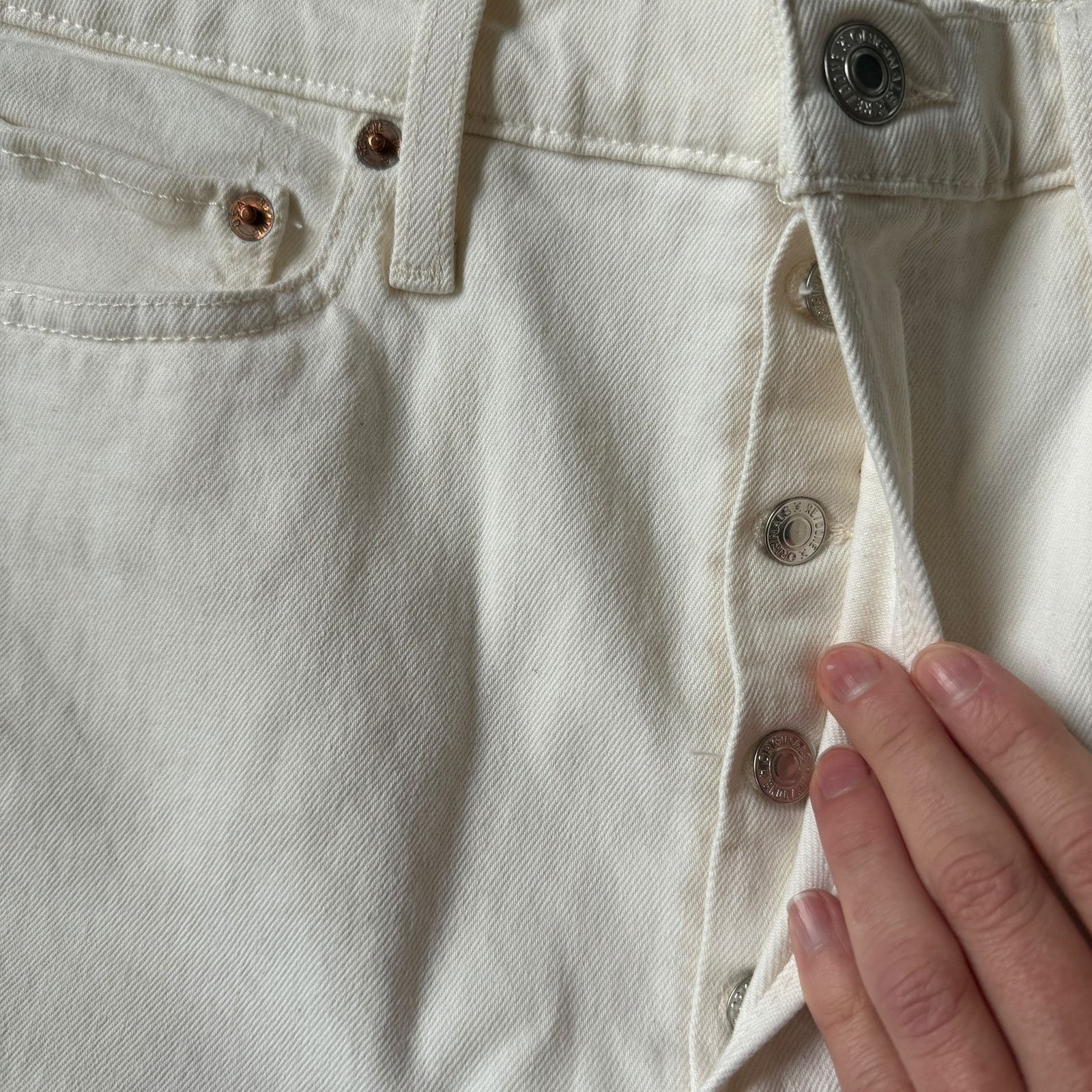 RE/DONE NEW Re/Done 70s Stovepipe Jeans Vintage White Size 30" / US 8 / IT 44 - 5 Thumbnail