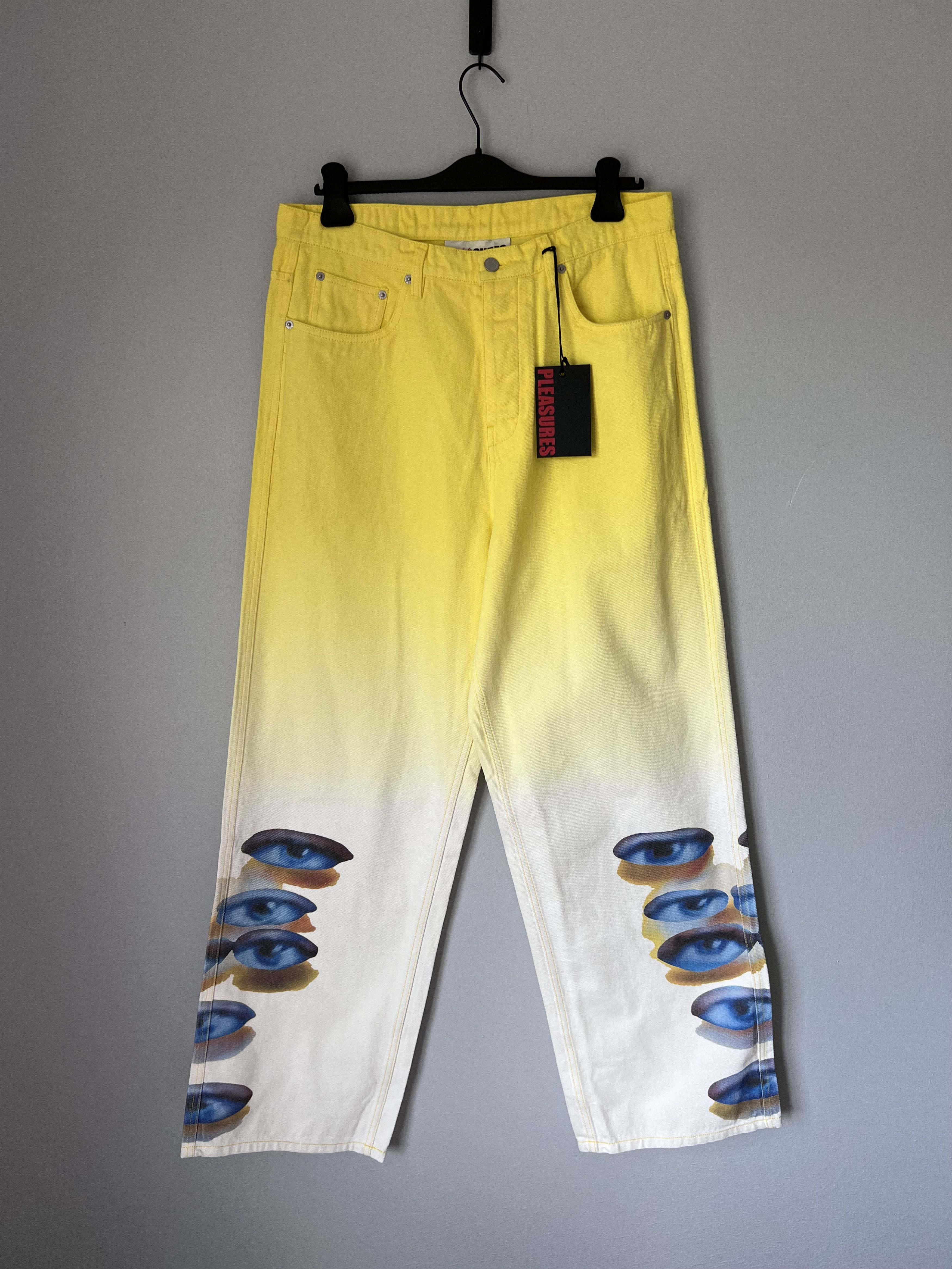 Pleasures Pleasures Austin Lee Human Eye Baggy Jeans in Yellow Size US 34 / EU 50 - 1 Thumbnail