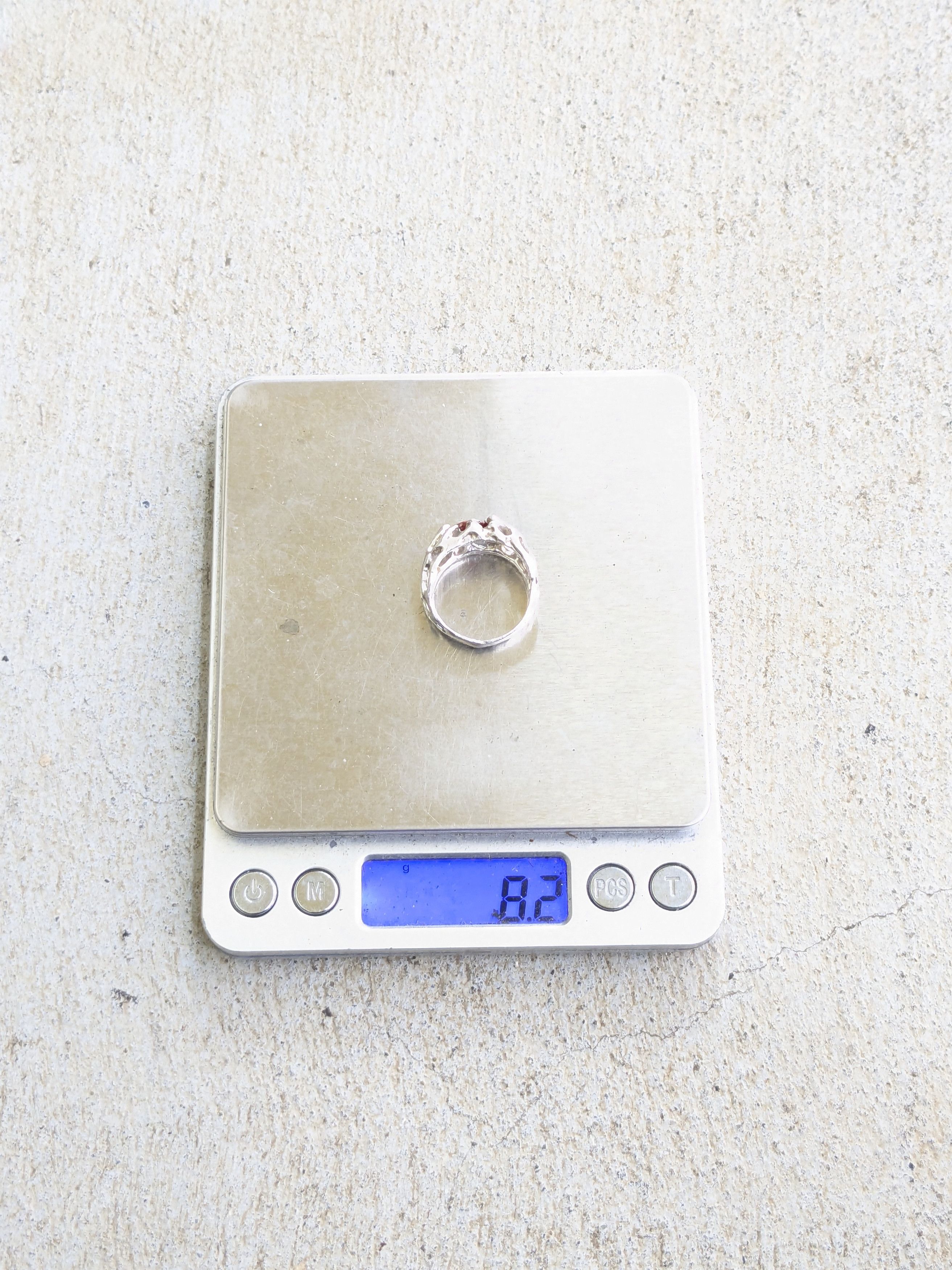 Sterling Silver Vintage Sterling Silver Ring Red Garnet Brutalist Modern Size ONE SIZE - 10 Thumbnail