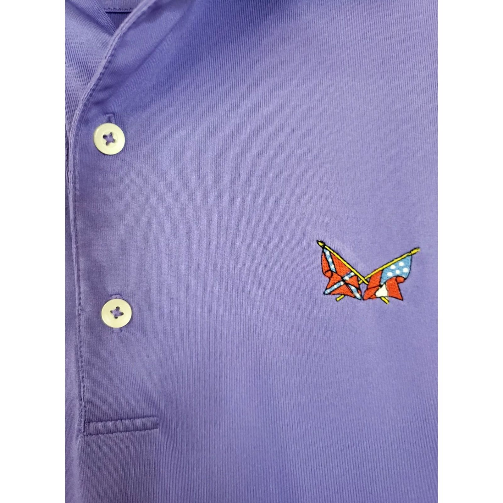 Vintage Donald Ross Sport Polo Shirt Men's M Purple Geometric Logo Flags Polo Golf Polo Shirt Mens M Purple Size US M / EU 48-50 / 2 - 5 Thumbnail