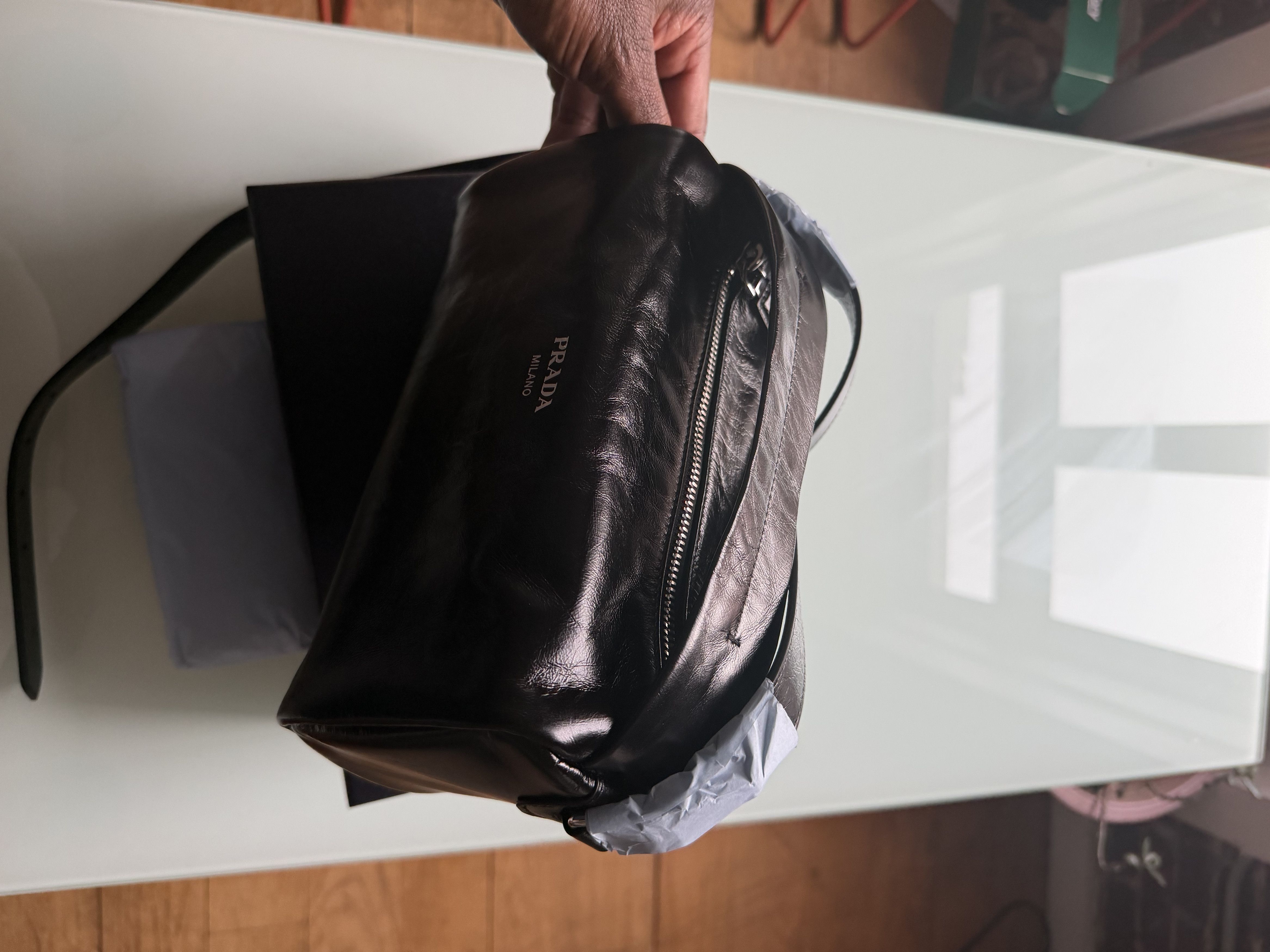 Prada Prada Black Leather Shoulder Bag MSRP $2,550 Size ONE SIZE - 10 Thumbnail