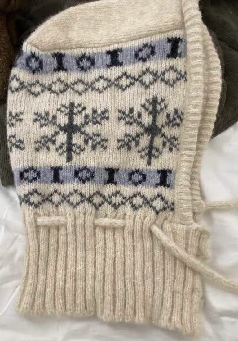 Japanese Brand Outdoor retro vintage y2k snowflake knit hooded cowl scarf Size ONE SIZE - 6 Thumbnail