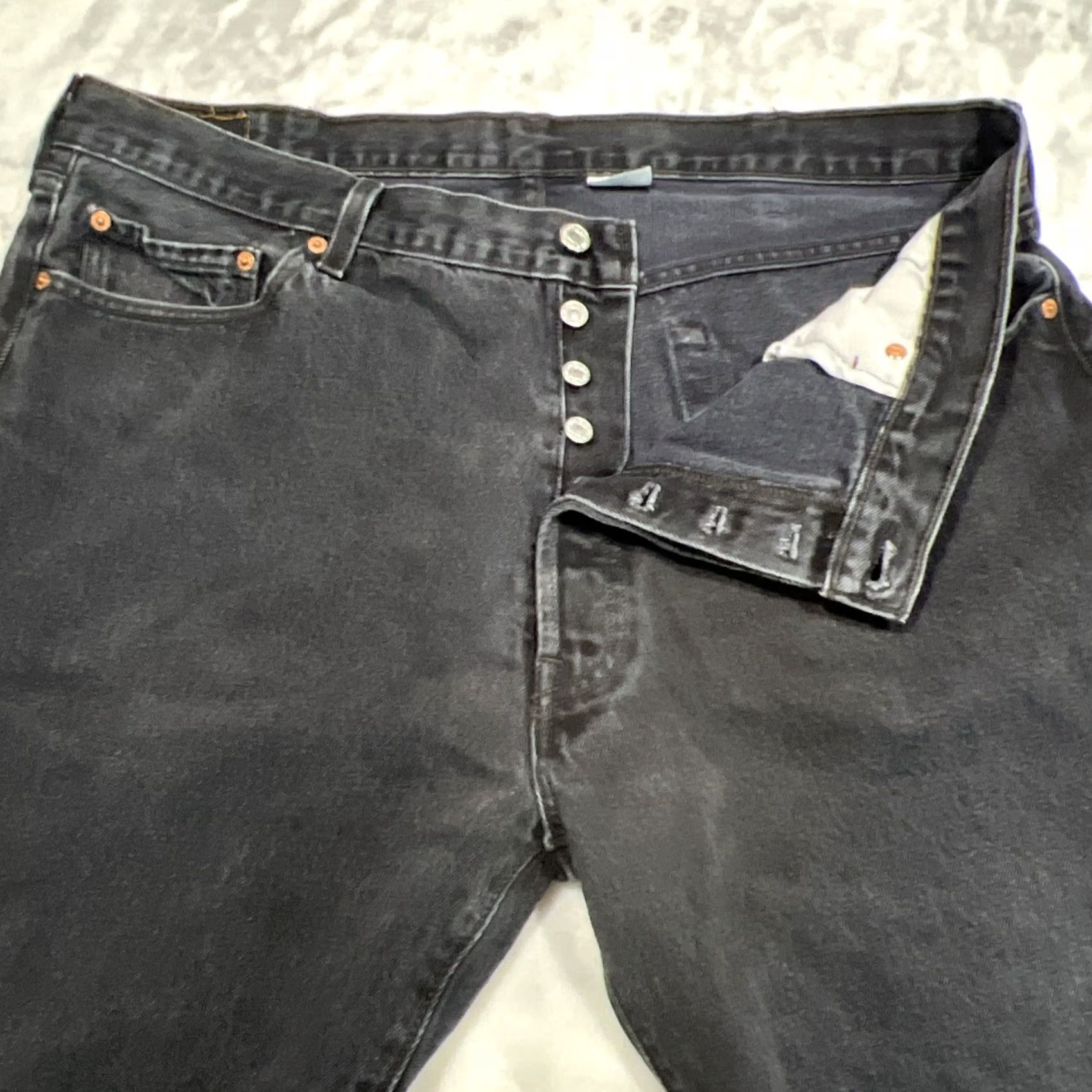 Levi's VINTAGE Levis 501 Jeans Mens 42x30 Black Straight Leg Button Fly Americana 90s Logo USA Mens Size US 42 / EU 58 - 2 Thumbnail